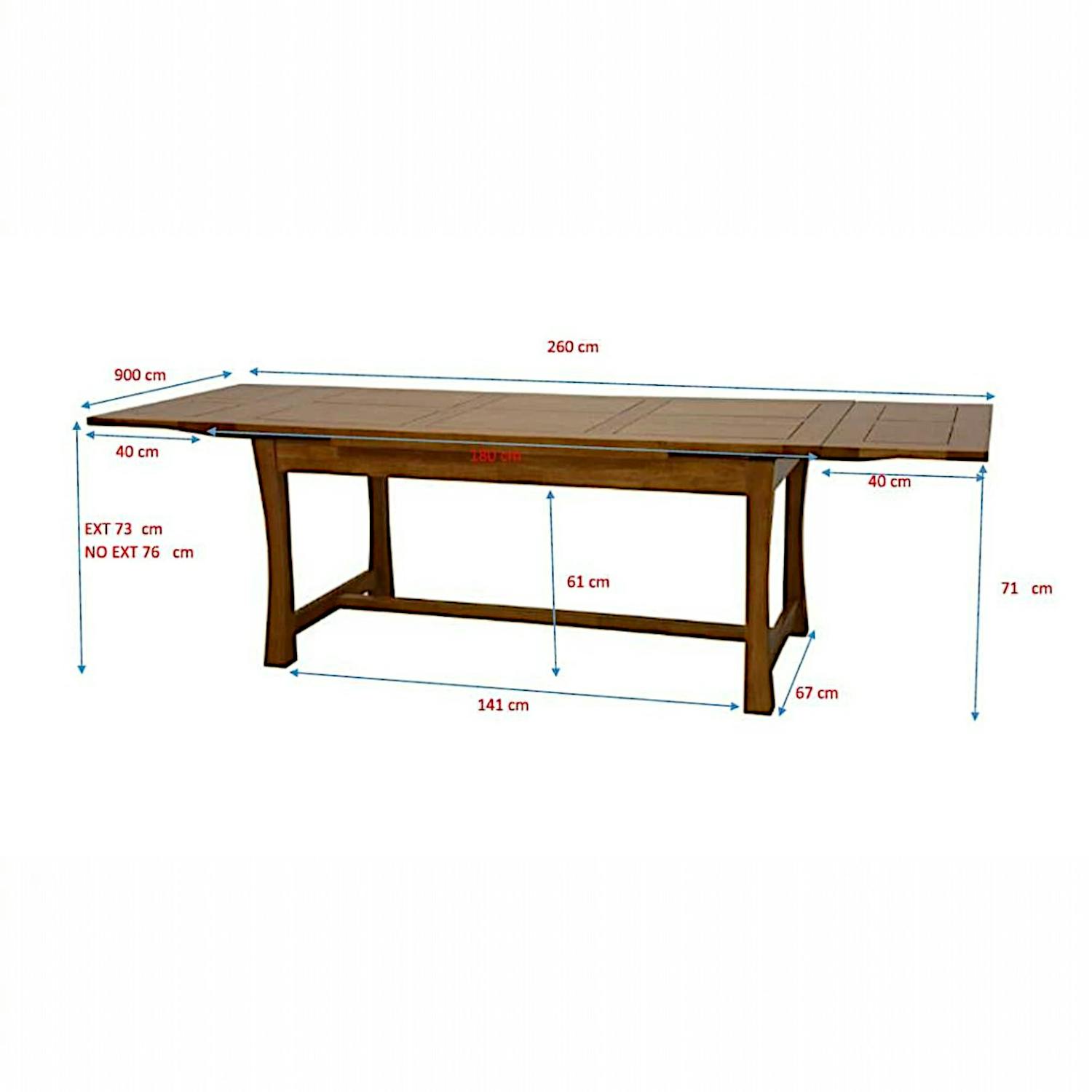 Table à manger extensible bois massif style colonial 180-260 MAORI