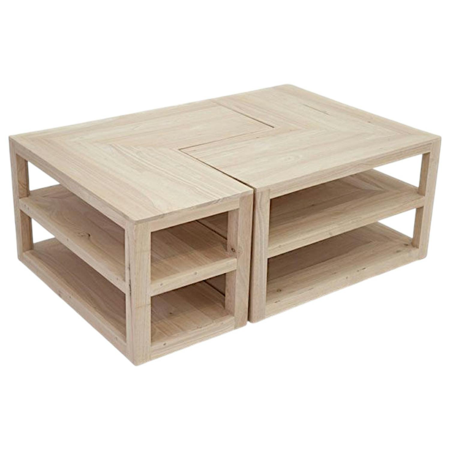 Table basse 2 parties hévéa 105x70cm HELENA
