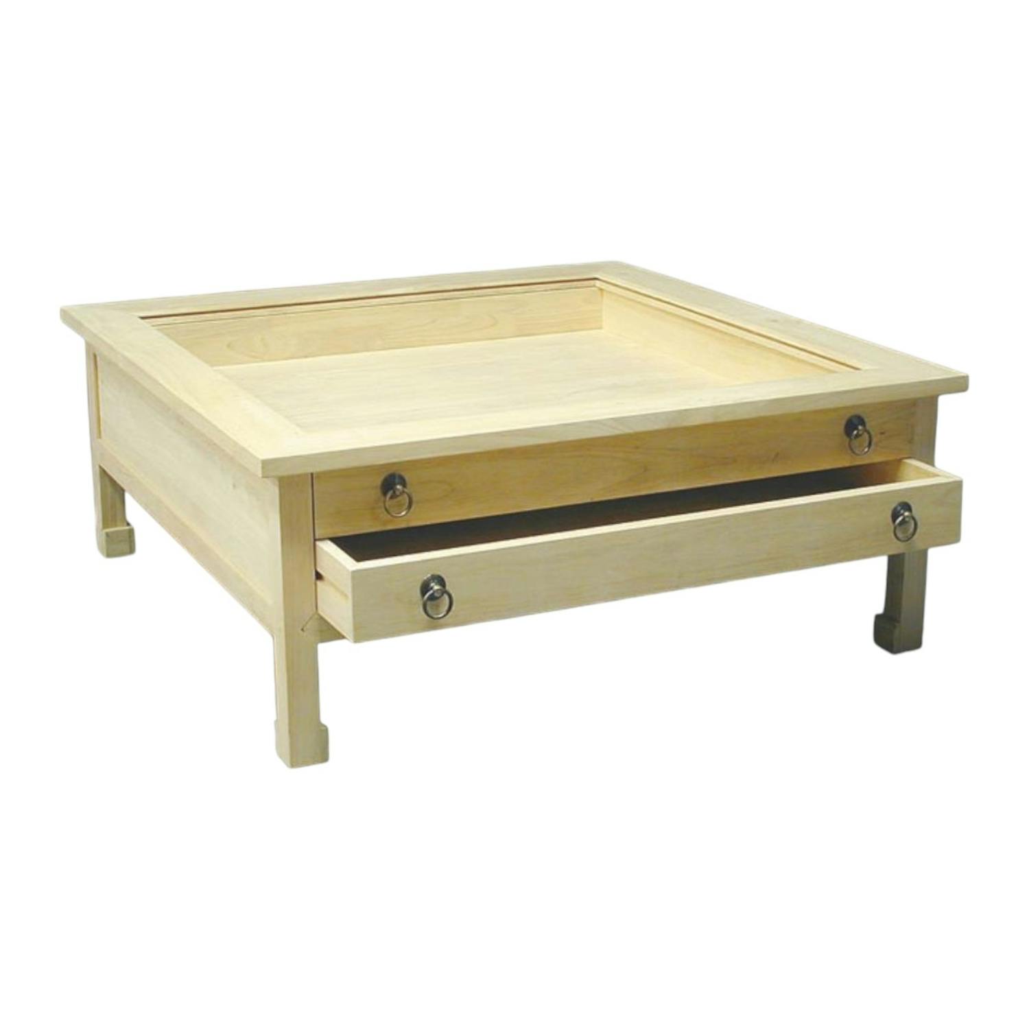 Table basse carrée vitré hévéa 100x100x40cm MAORI