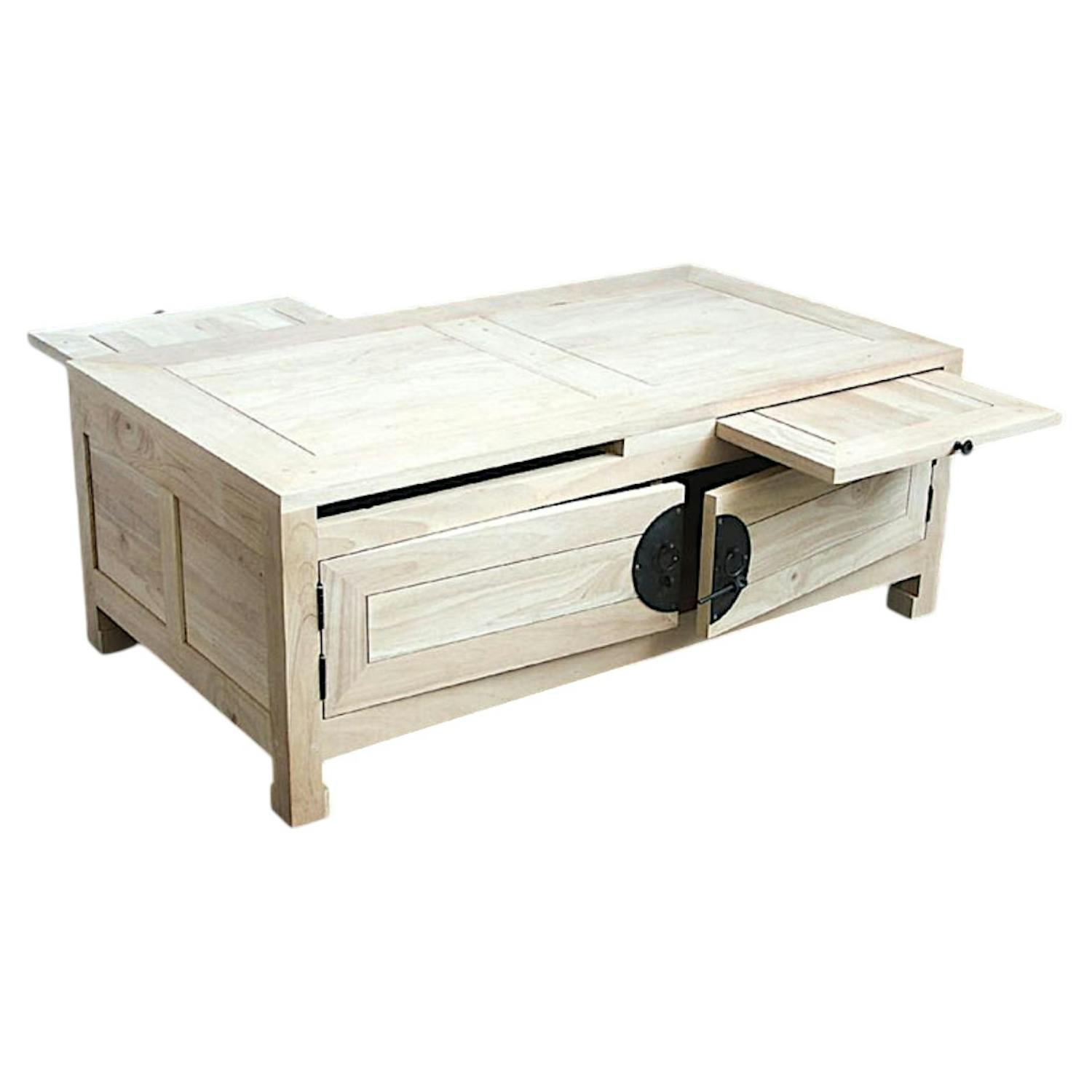 Table basse chinoise rectangle hévéa 110x60cm MAORI