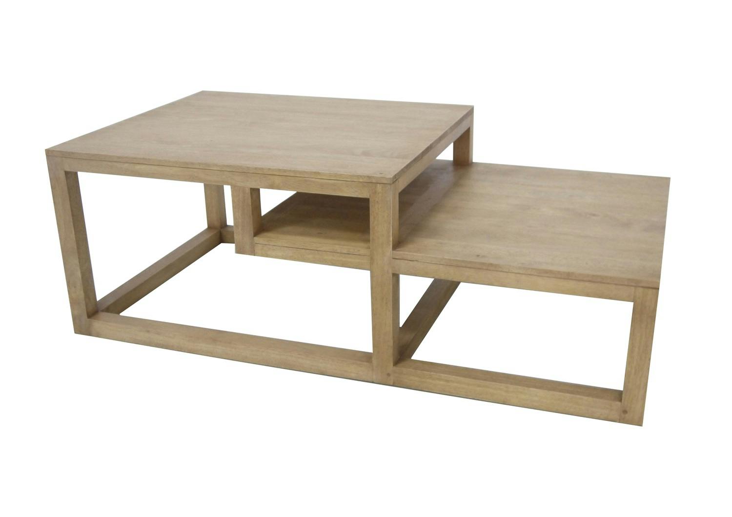 Table basse destructurée Hévéa 130x70x45cm HELENA