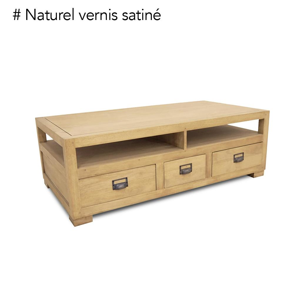 Table basse double face hévéa 125cm HELENA
