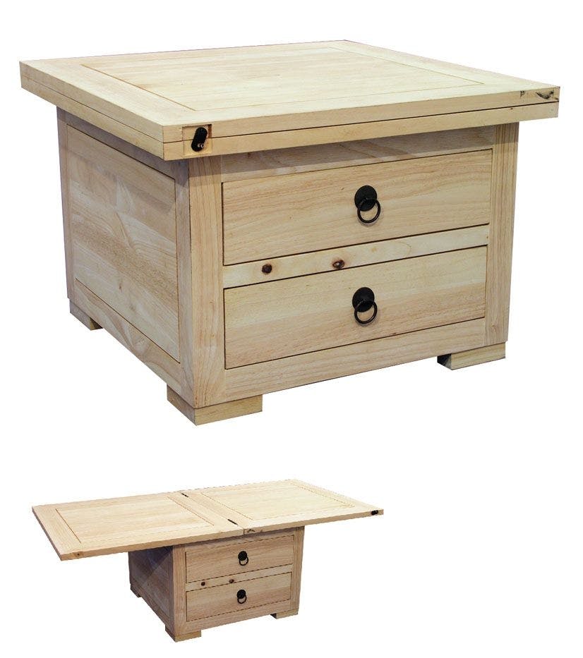 Table basse extensible hévéa 60/120cm MAORI