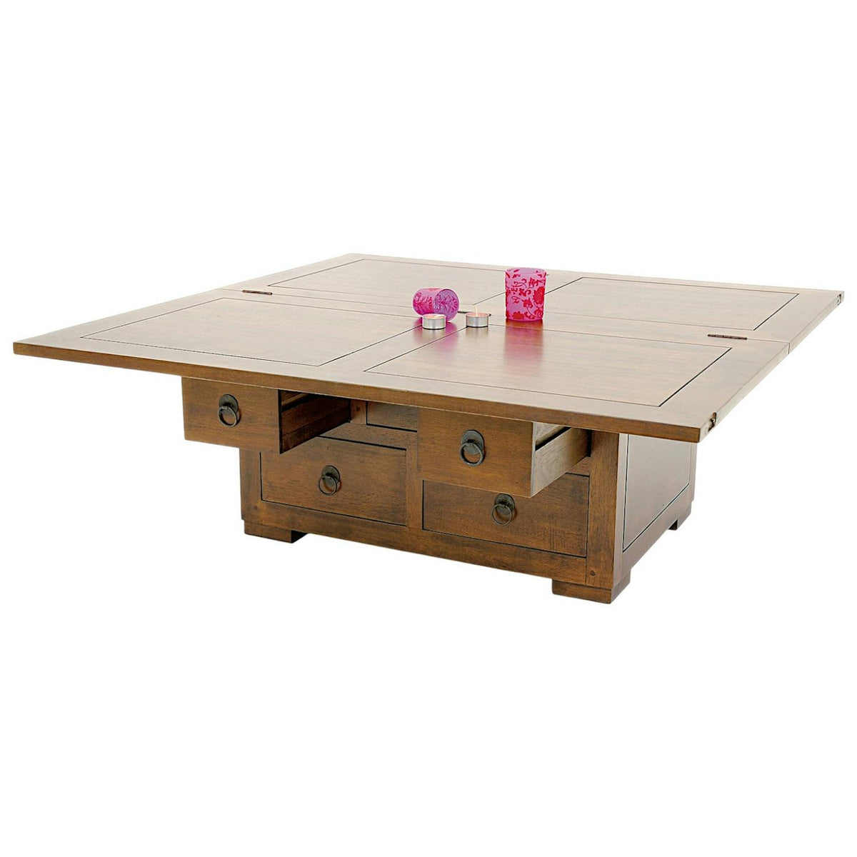 Table basse extensible hévéa massif 110cm MAORI