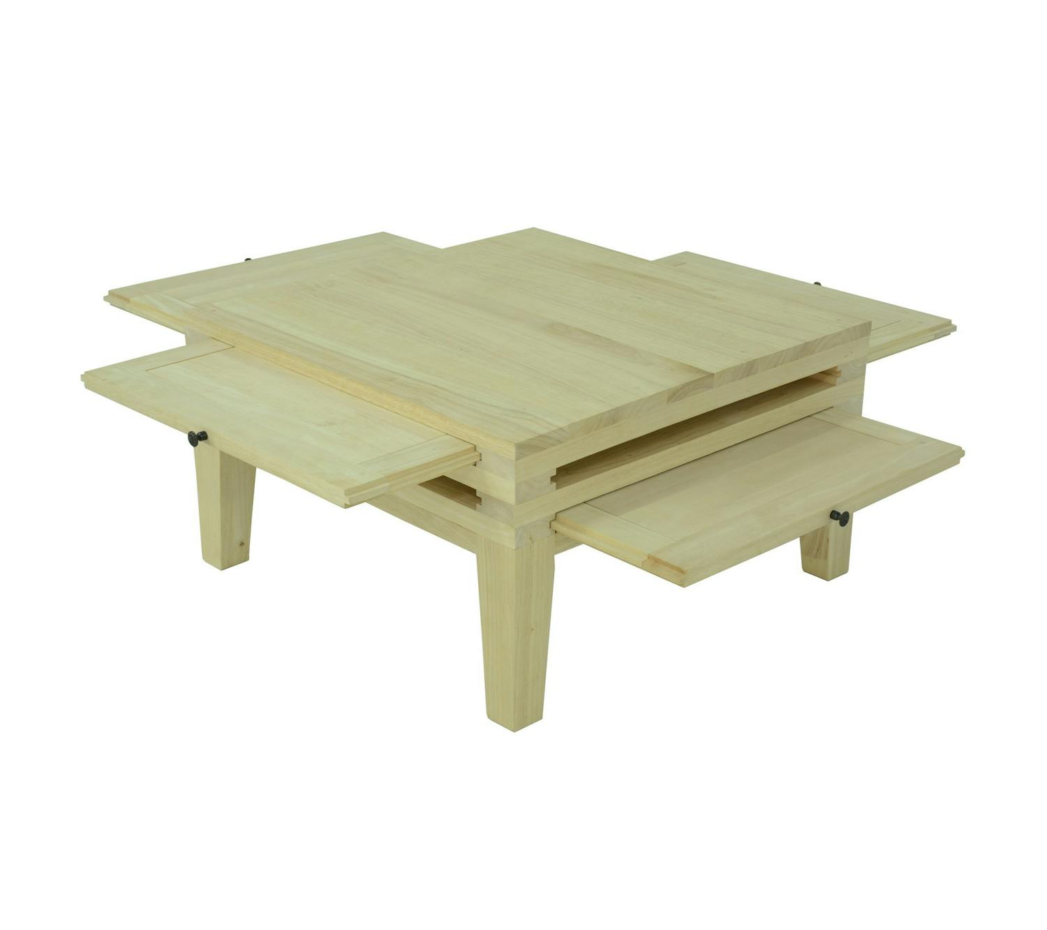 Table basse Hévéa 4 éléments coulissants 70x70x40cm MAORI