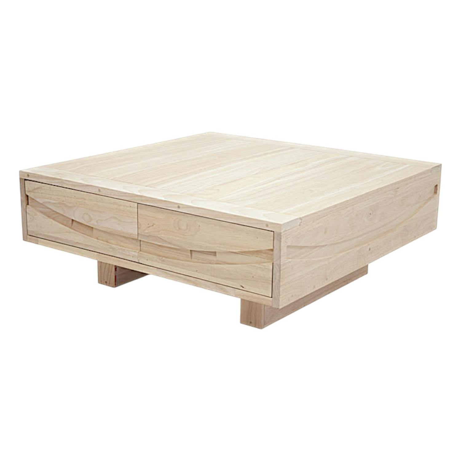 Table basse Hévéa 4 tiroirs 90x90x35cm NIAGARA