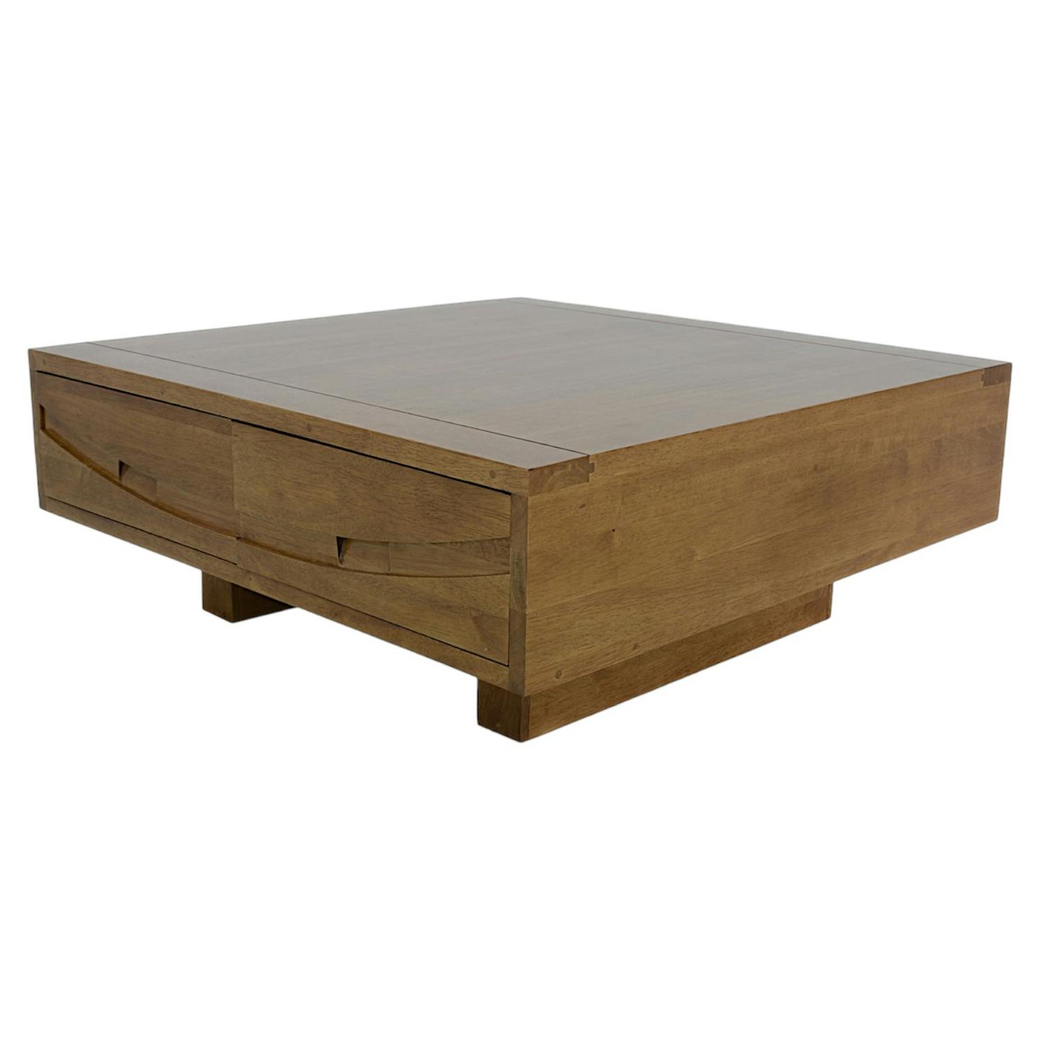 Table basse Hévéa 4 tiroirs 90x90x35cm NIAGARA