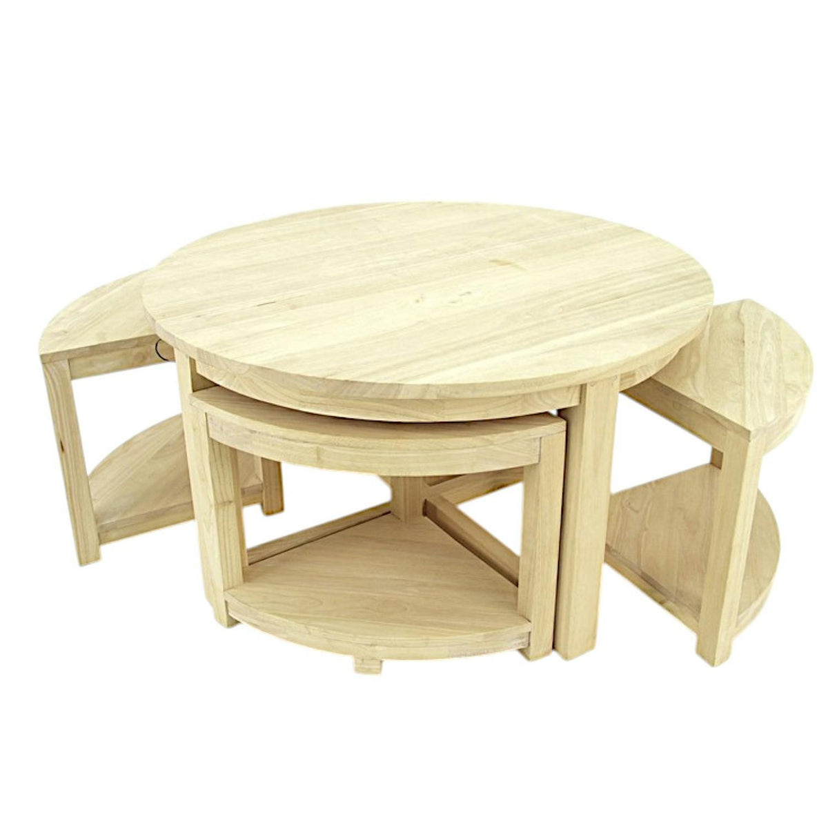 Table basse hévéa D90cm + 4 tabourets MAORI