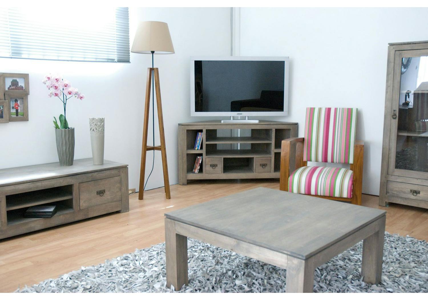 Table basse hévéa double plateau 125x70cm GALA