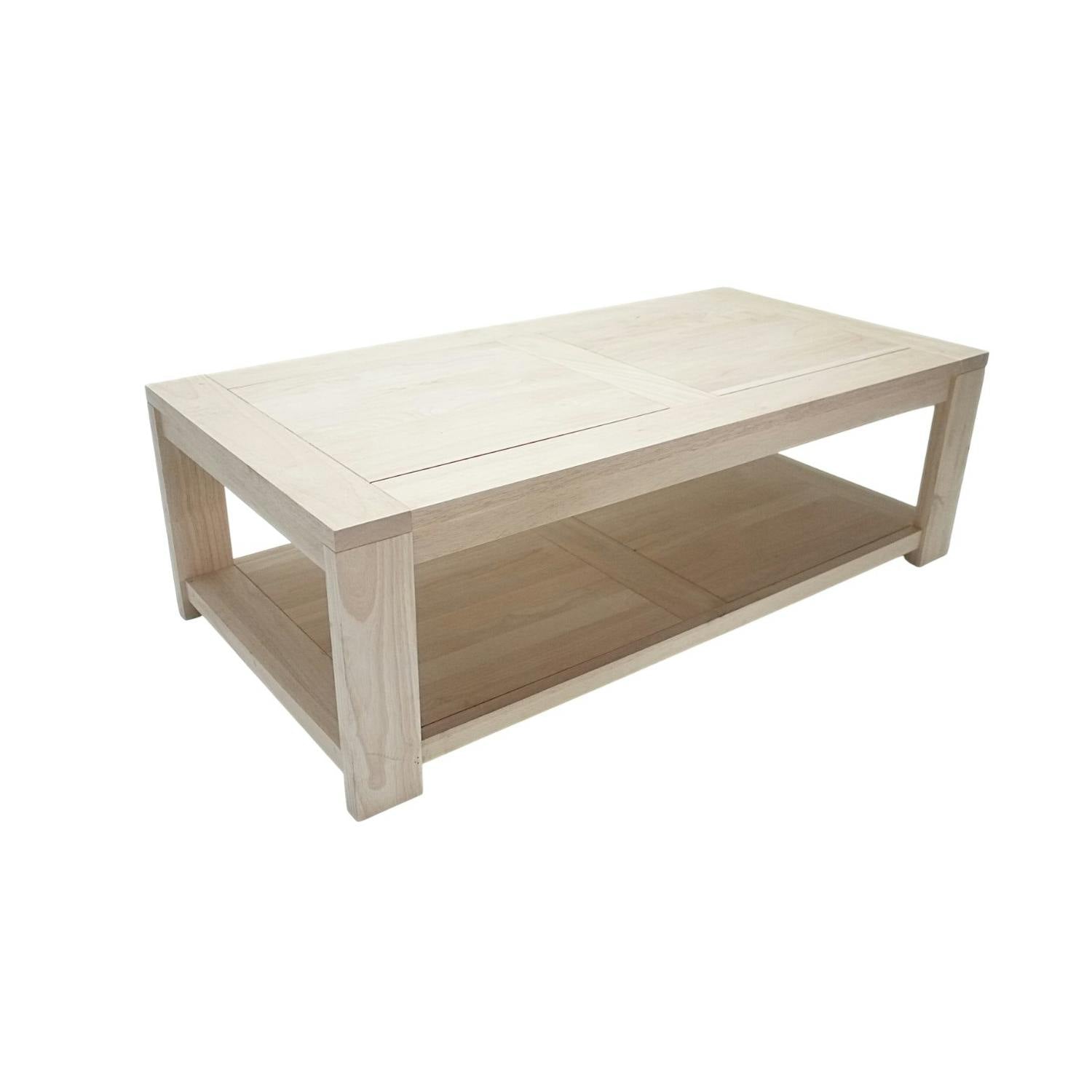 Table basse Hévéa double plateaux 120x60x38cm OLGA