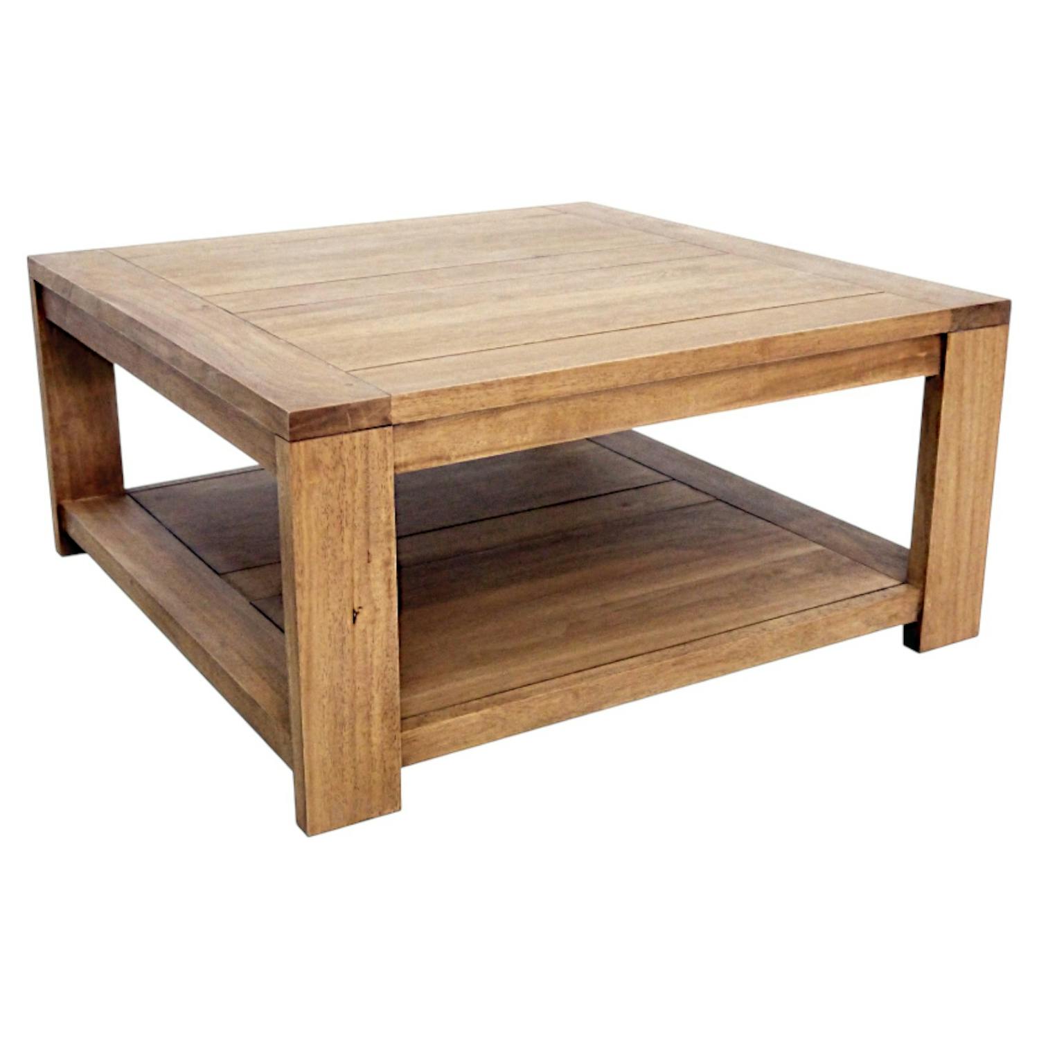 Table basse Hévéa double plateaux 80x80x38cm OLGA