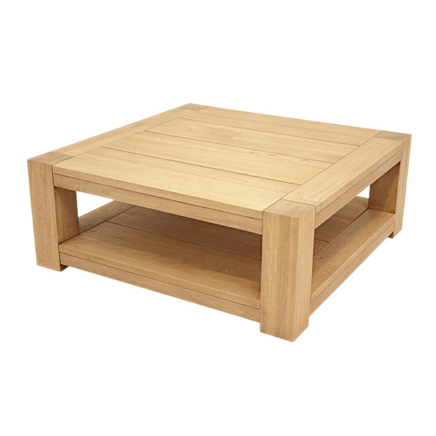 Table basse Hévéa double plateaux 90x90x35cm ATTAN