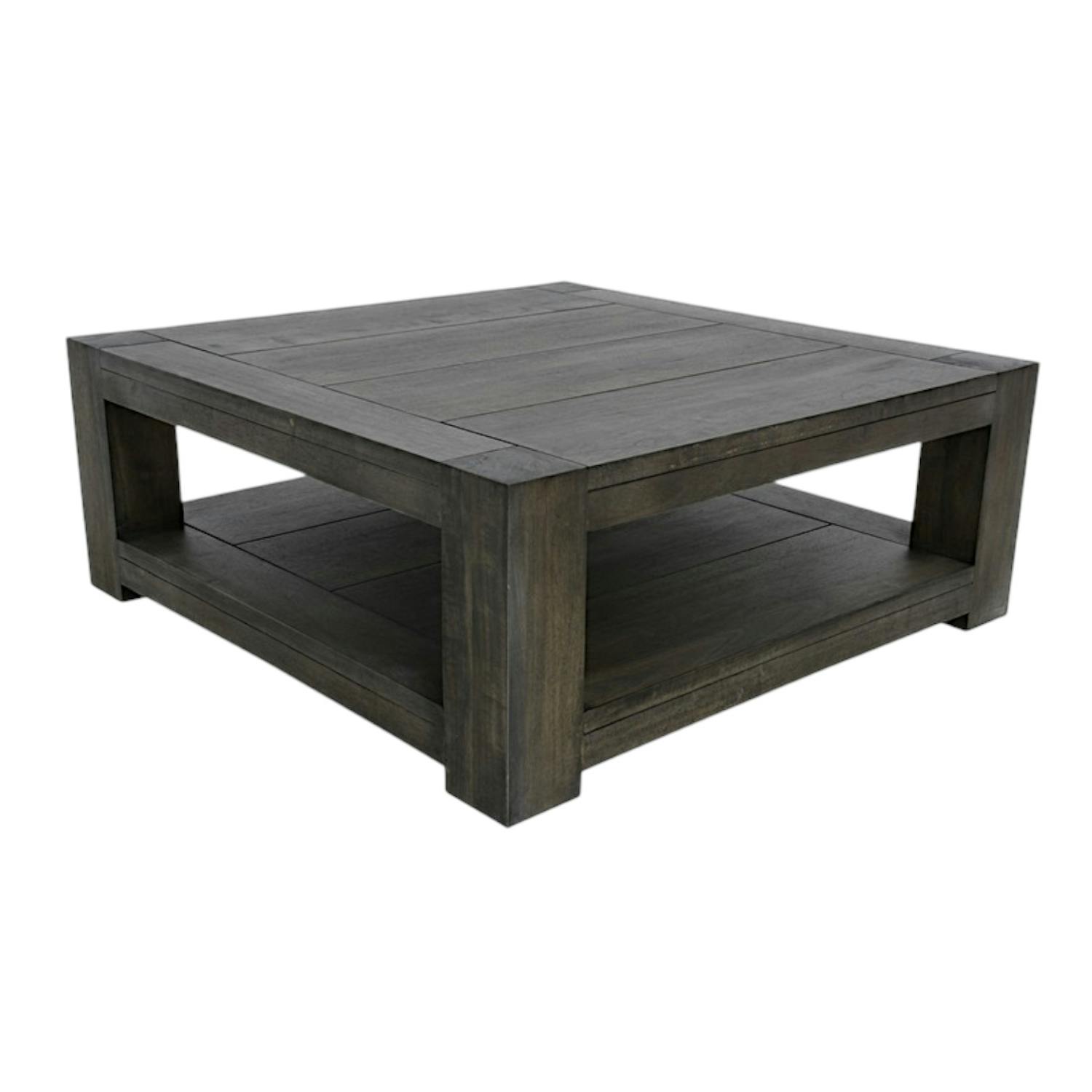 Table basse Hévéa double plateaux 90x90x35cm ATTAN
