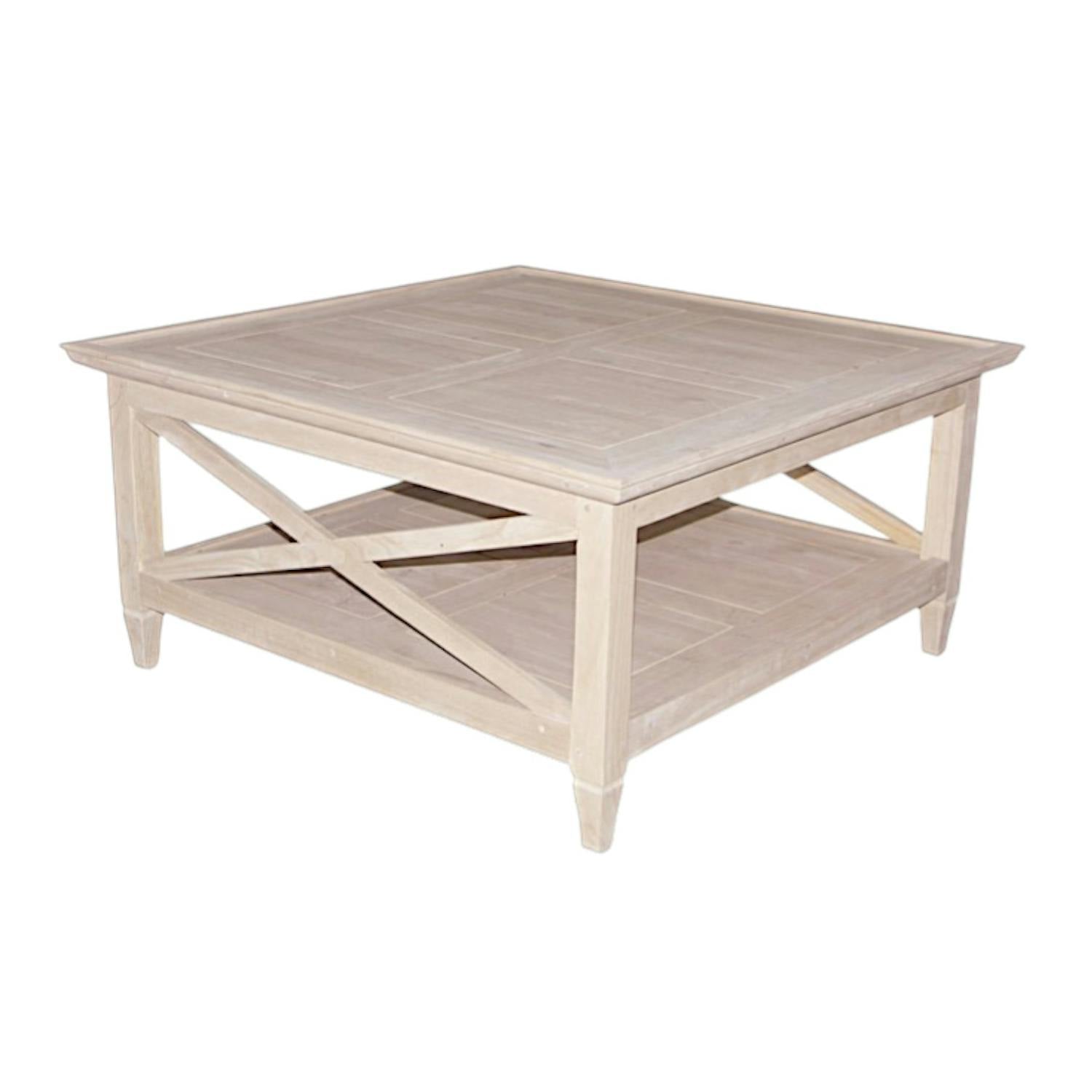Table basse Hévéa double plateaux et côtés croisillons 90x90x45cm MAORI / TRADITION