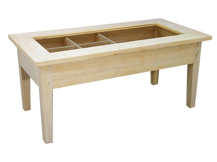 Table basse Hévéa plateau ouvrable vitré et bois 90x45x41cm TRADITION