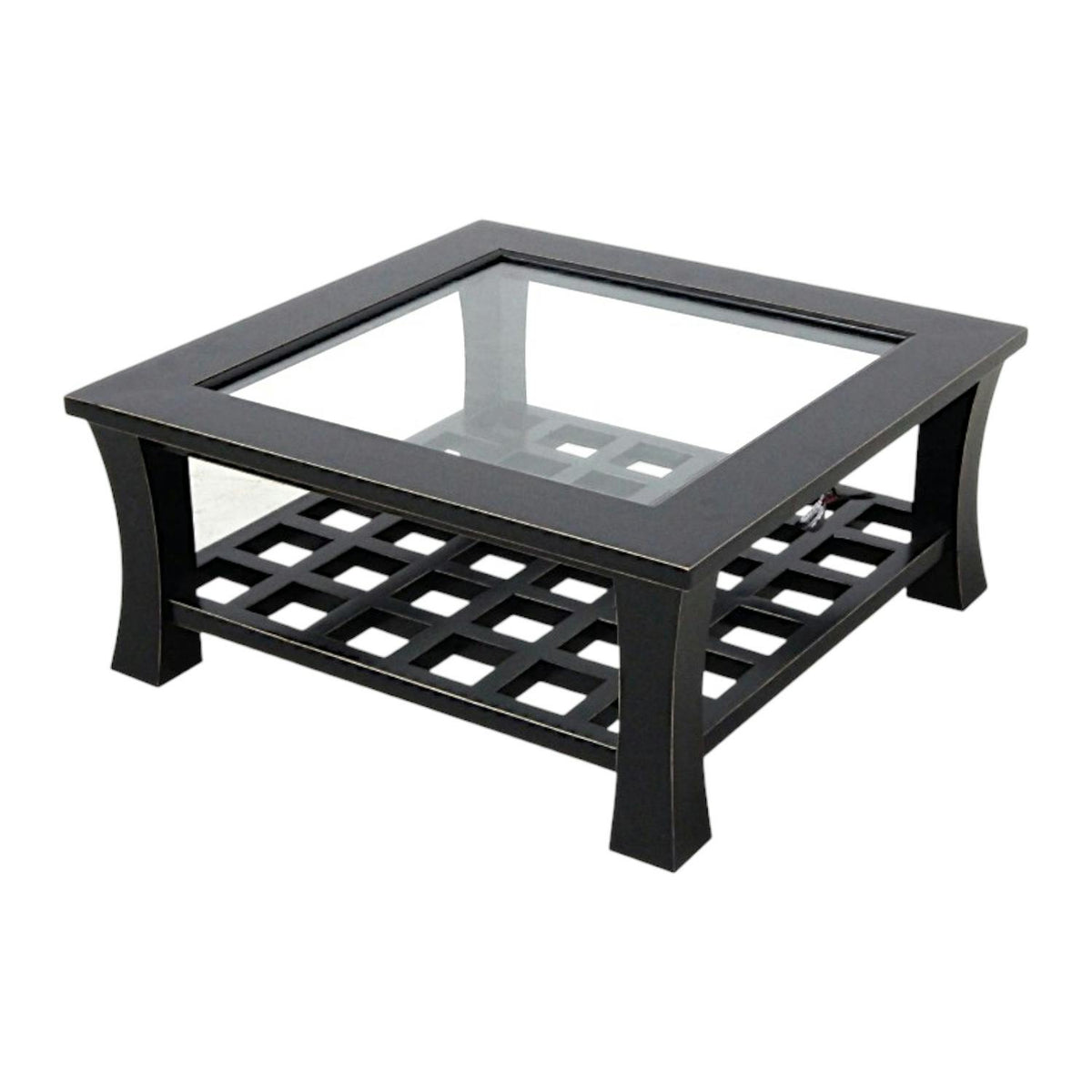 Table basse hévéa vitrée 80x80cm MAORI