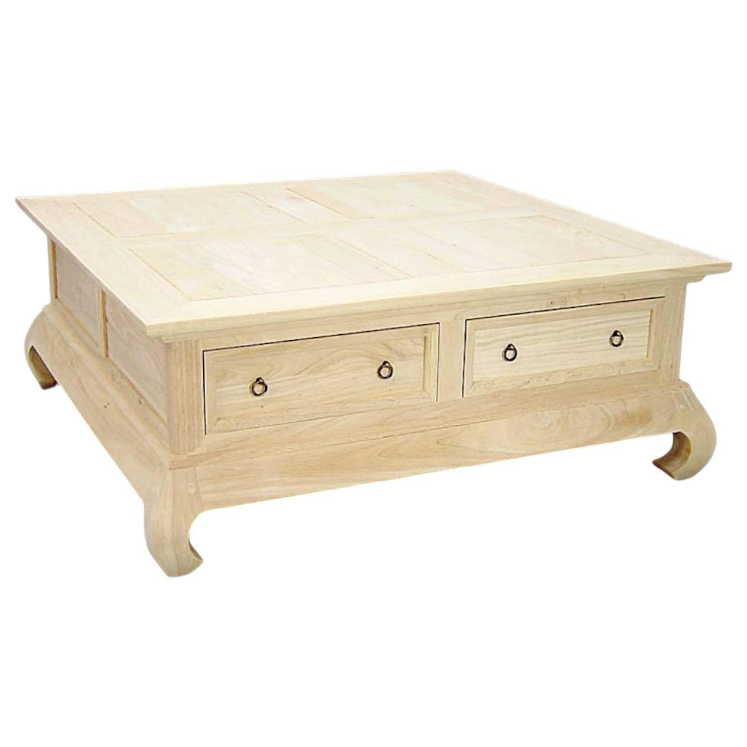 Table basse Opium 4 tiroirs hévéa 100x100cm MAORI