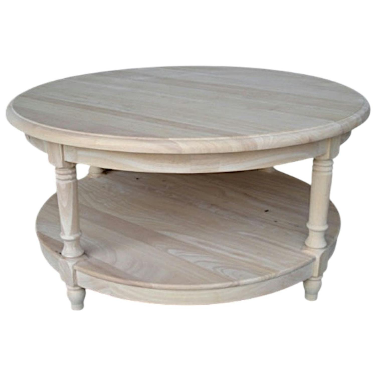 Table basse ronde double plateau hévéa D80cm TRADITION