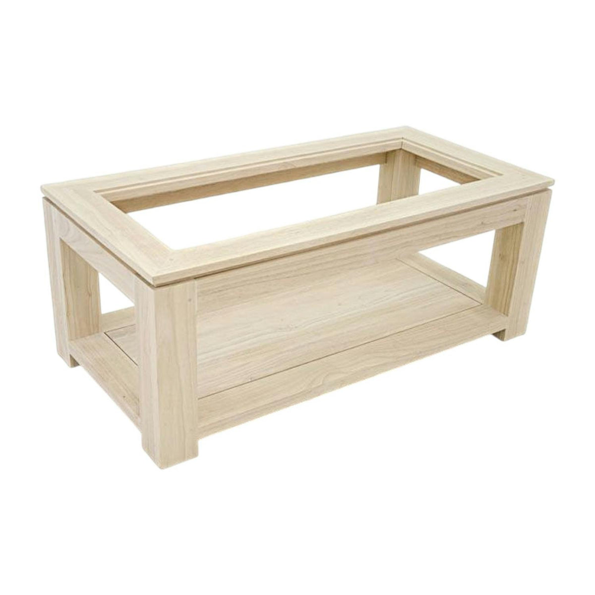 Table basse vitrée hévéa 100X50cm HELENA