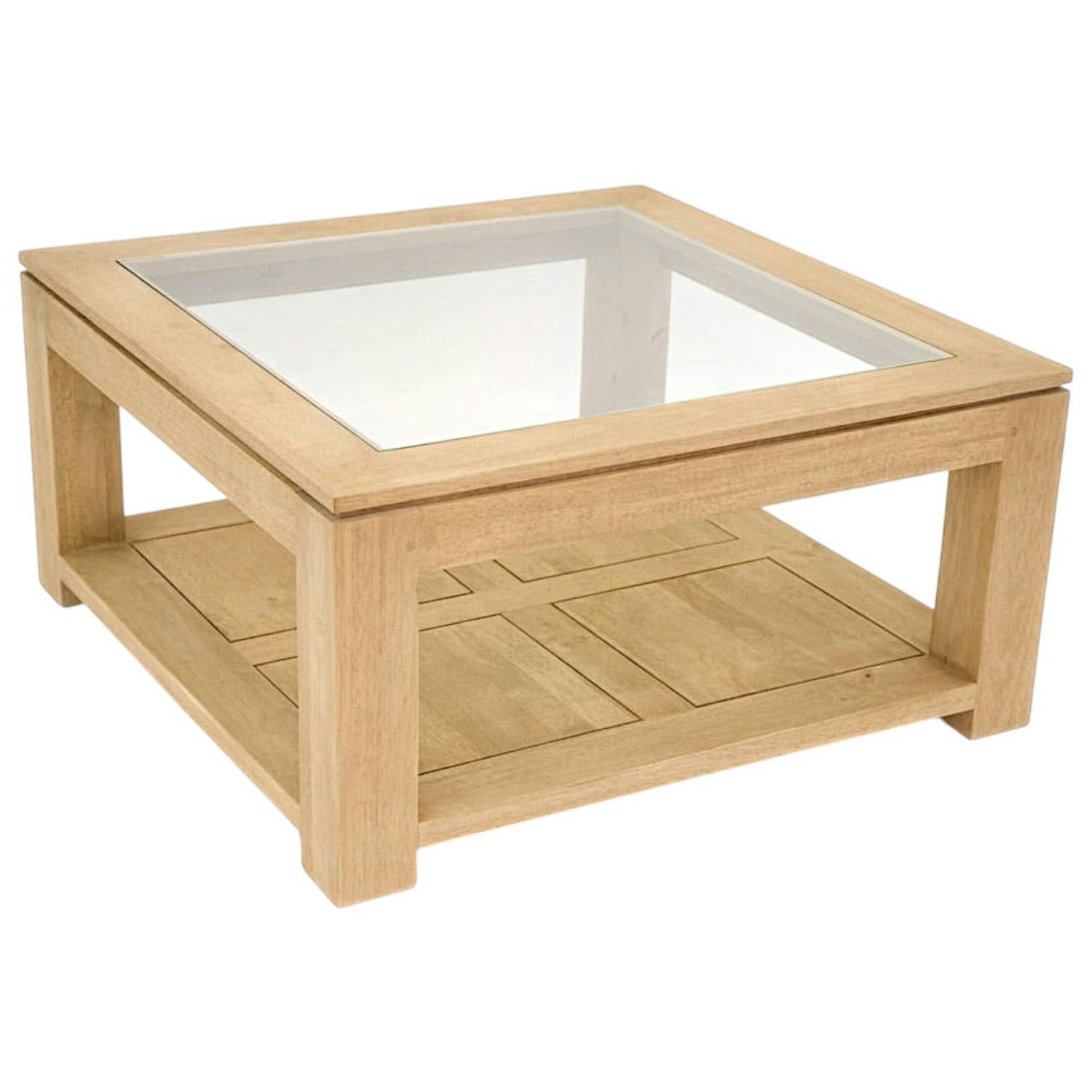 Table basse vitrée hévéa 80X80xm HELENA