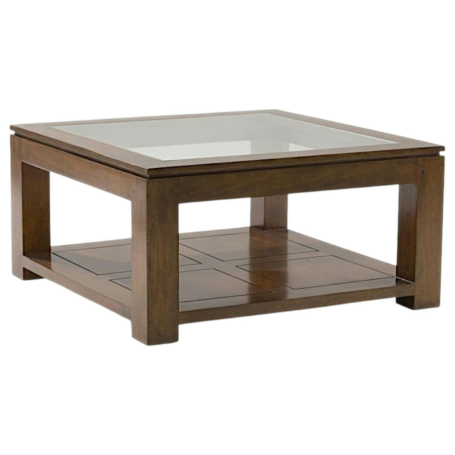 Table basse vitrée hévéa 80X80xm HELENA