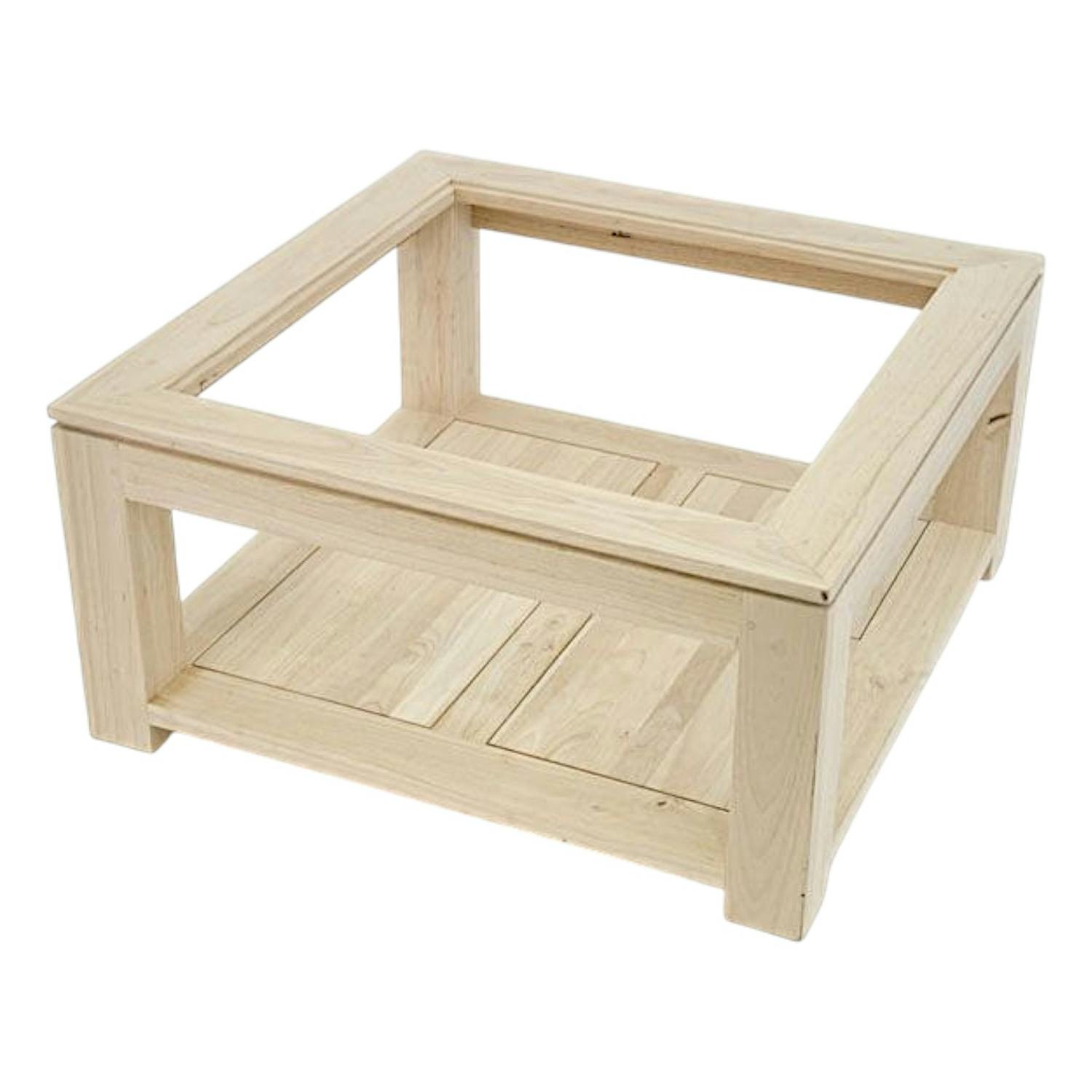 Table basse vitrée hévéa 80X80xm HELENA