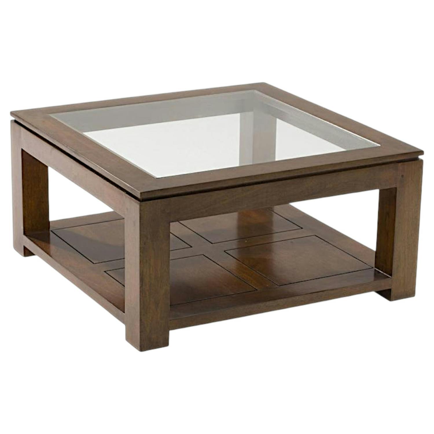 Table basse vitrée hévéa 80X80xm HELENA