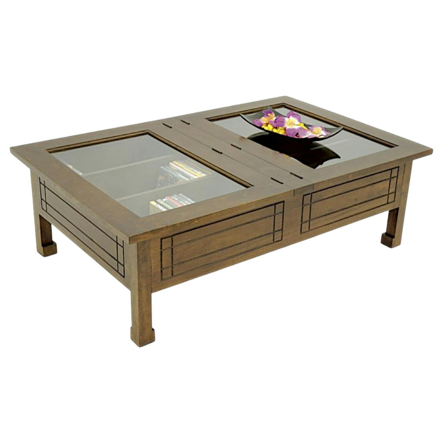 Table basse ouvrante en bois massif - Style asiatique