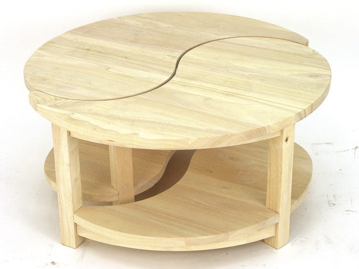 Table basse Ying Yang hévéa D80cm MAORI