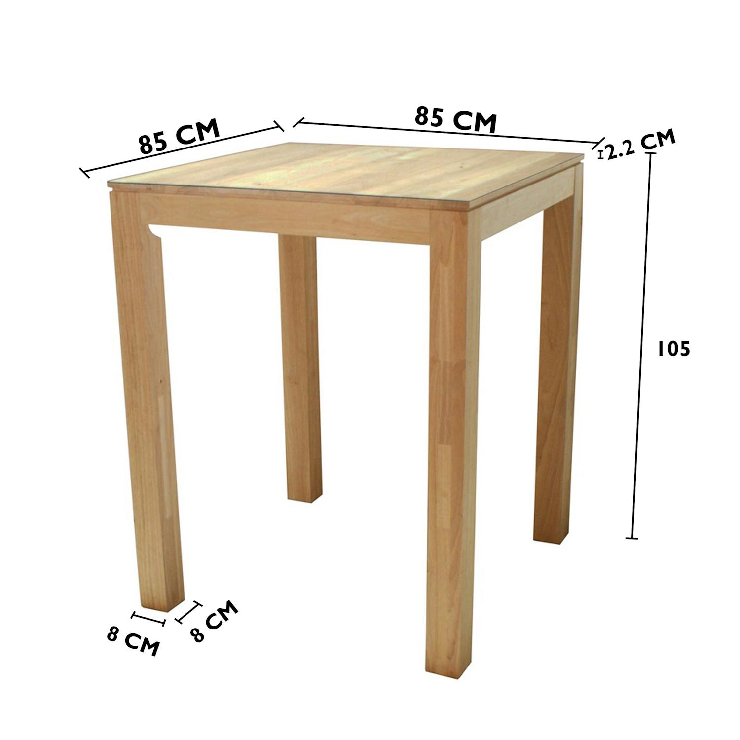 Table de Bar carrée Hévéa 85x85x105cm HELENA