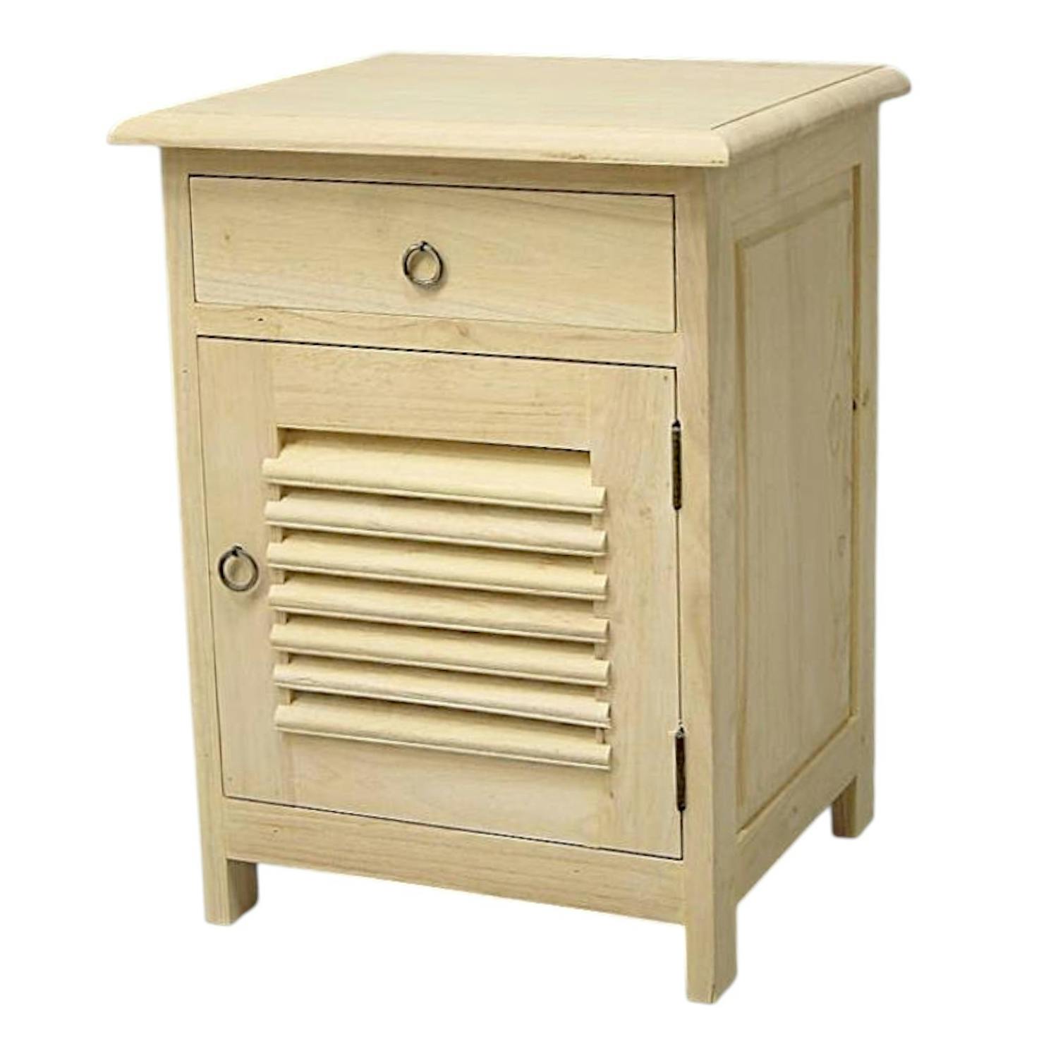 Table de chevet 1 tiroir 1porte persienne hévéa 45x40x60cm TRADITION