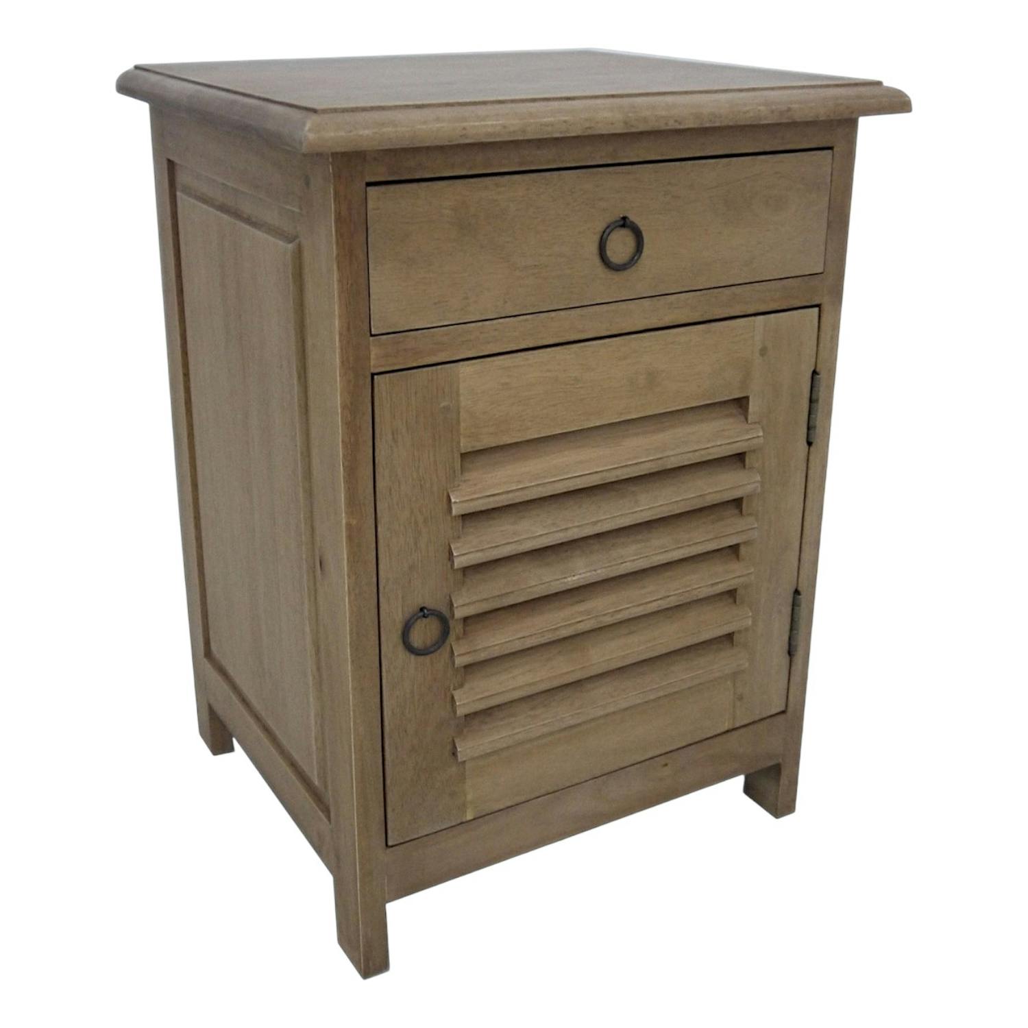 Table de chevet 1 tiroir 1porte persienne hévéa 45x40x60cm TRADITION