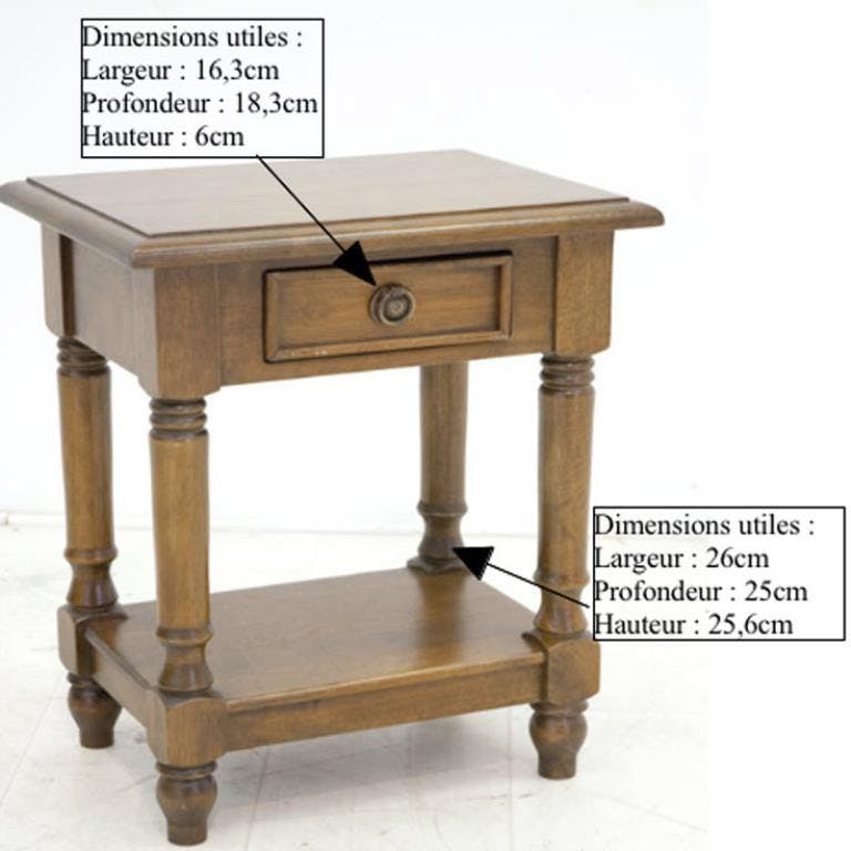 Table de chevet classique bois hévéa TRADITION