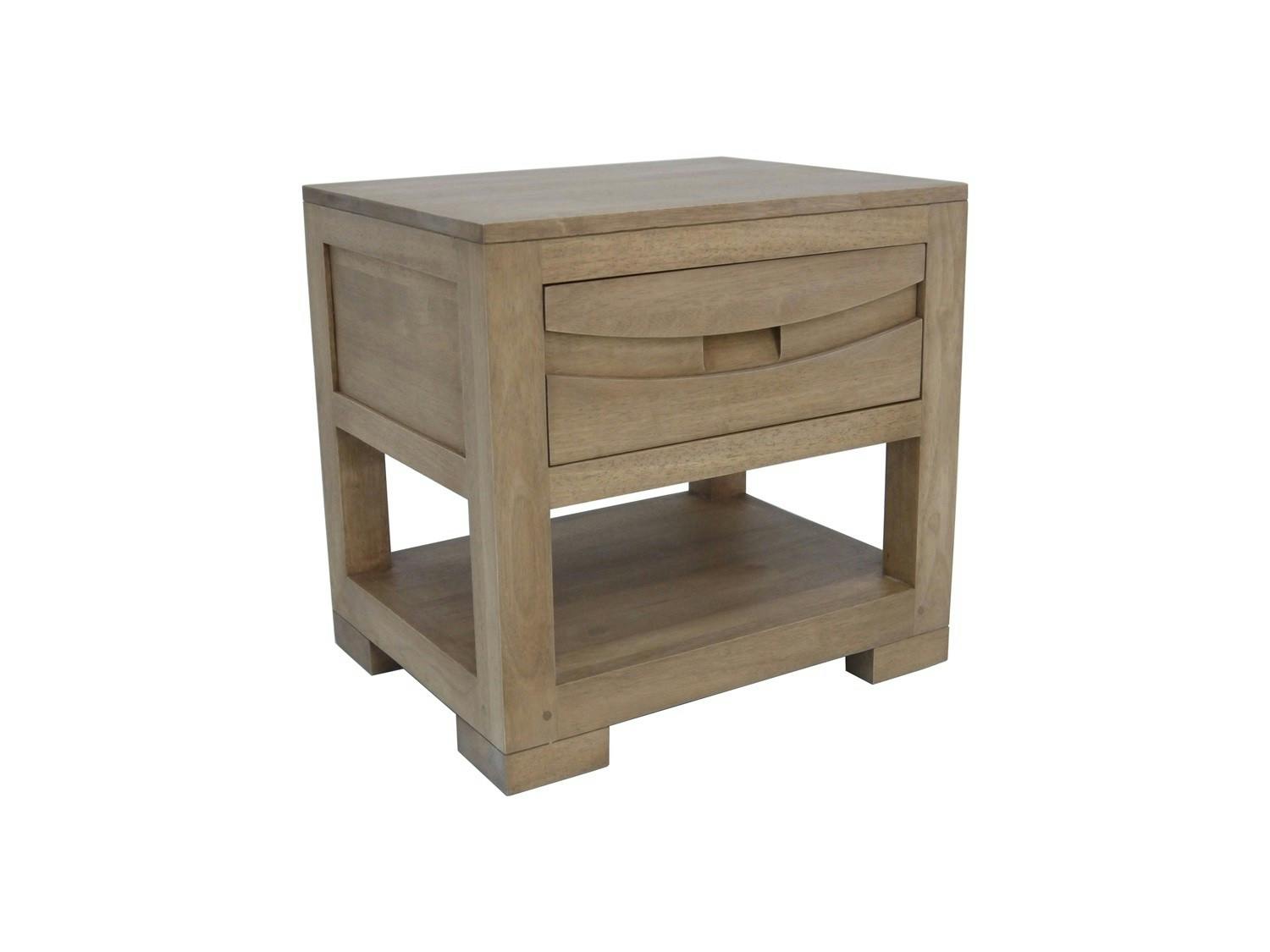 Table de chevet exotique 1 tiroir hévéa 50x40x48 NIAGARA