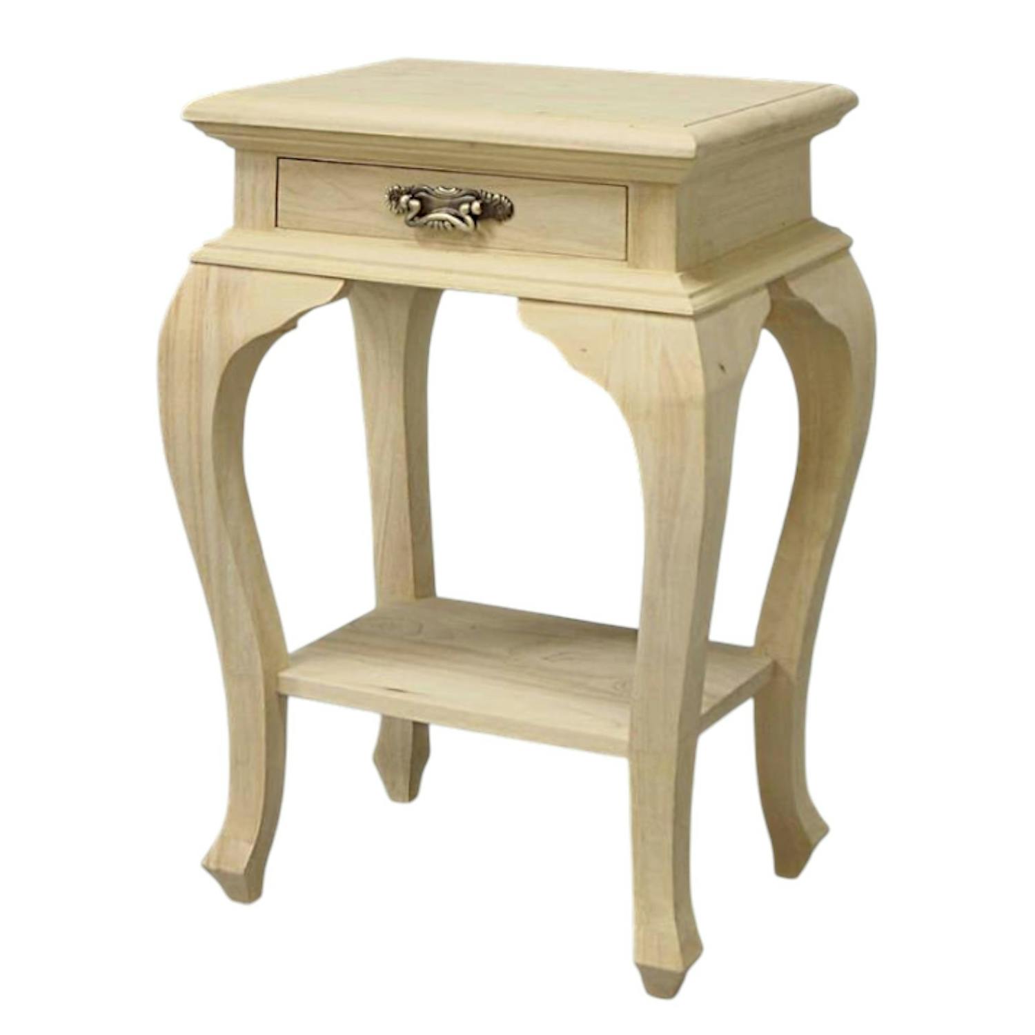 Table de chevet galbée 1 tiroir hévéa 46x36x65cm TRADITION