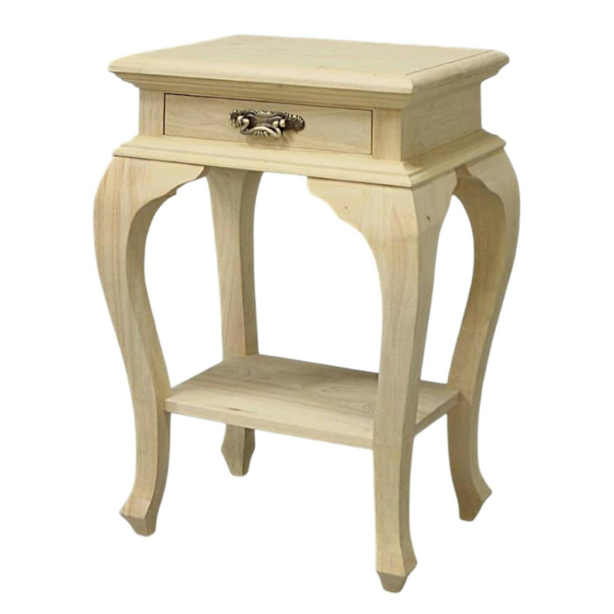 Table de chevet galbée 1 tiroir hévéa 46x36x65cm TRADITION