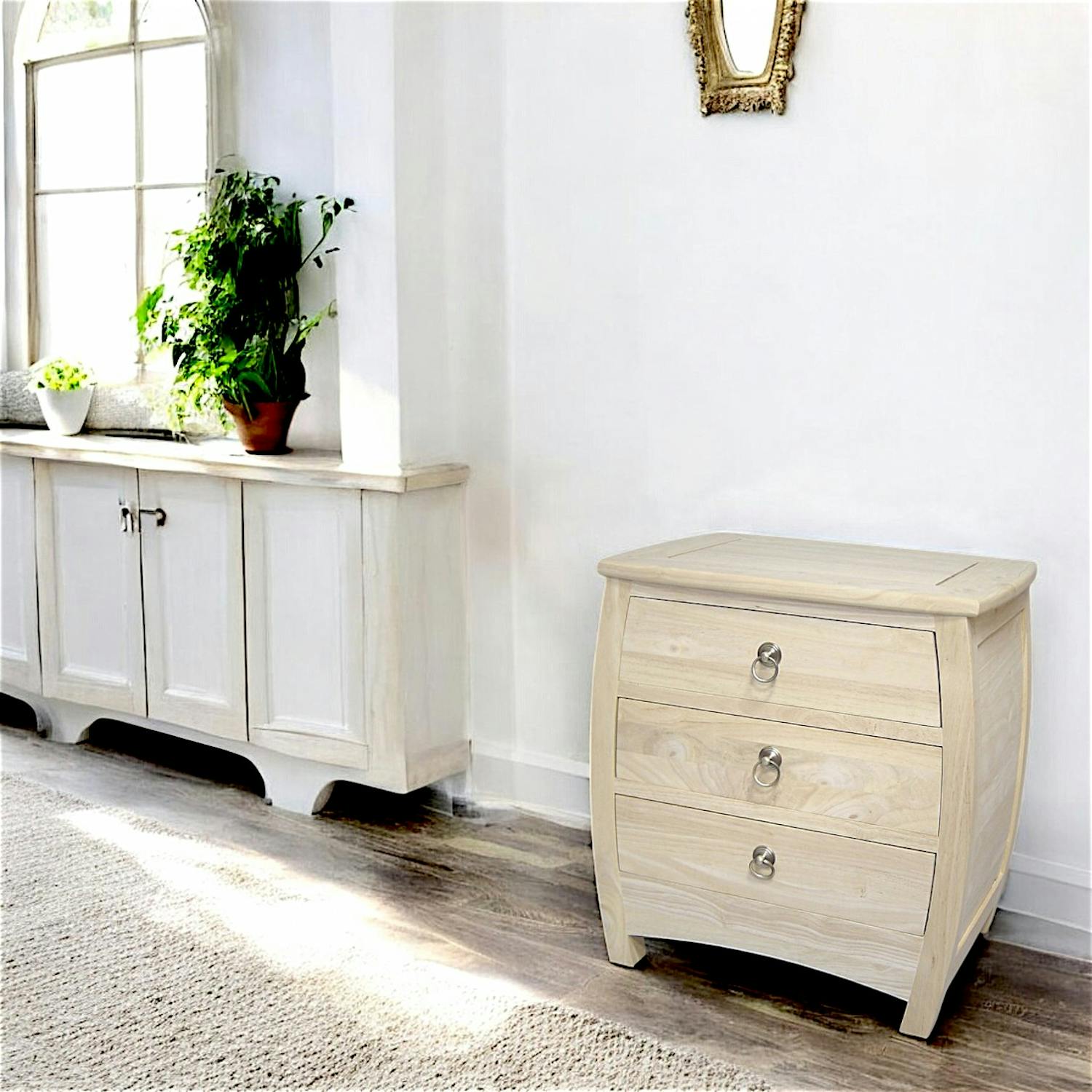 Table de chevet en bois massif - Style asiatique