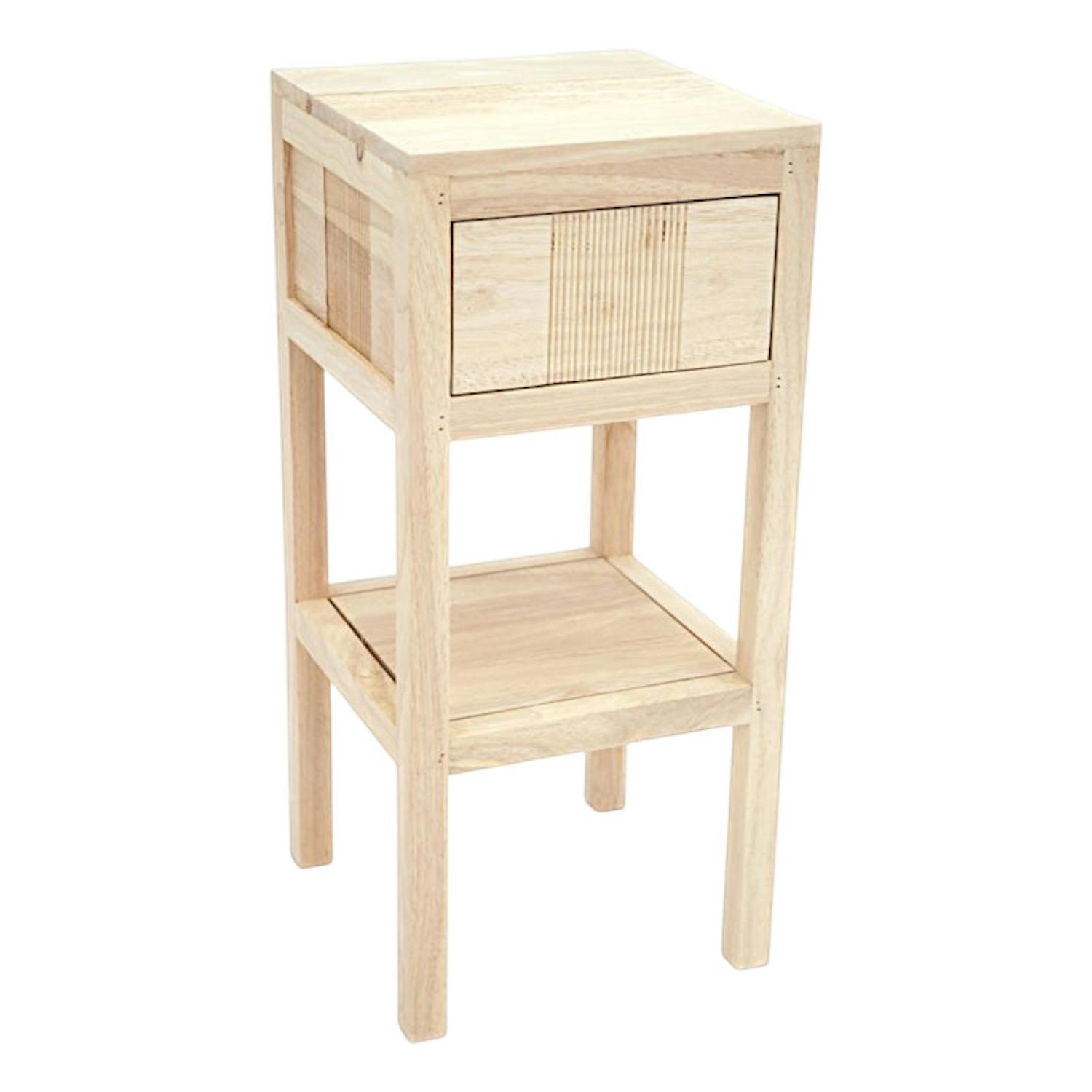 Table de chevet haute hévéa massif 1 tiroir 55cm GALA