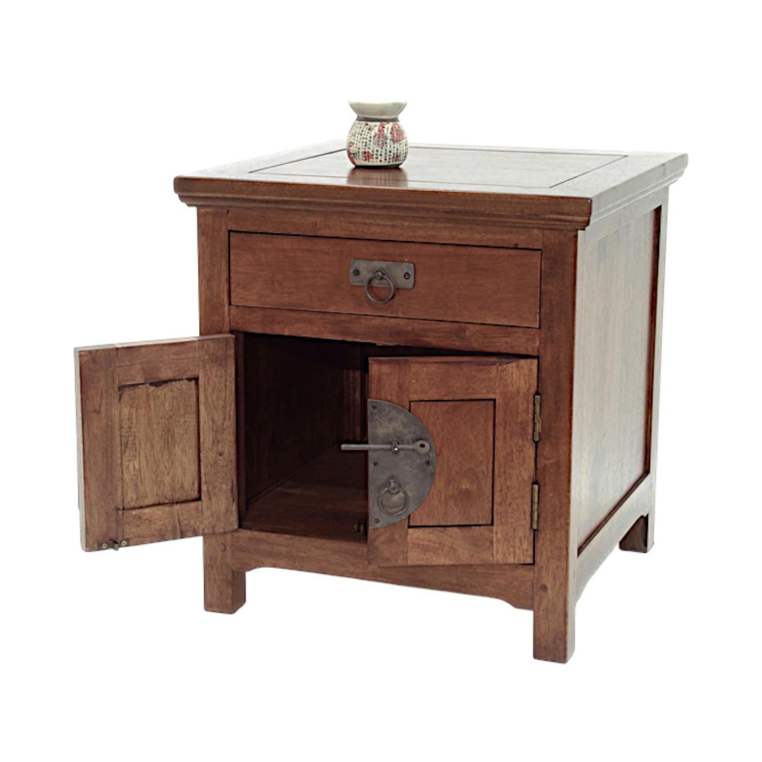 Table de chevet Hévéa 2 portes, 1 tiroir 50x50x54cm MAORI