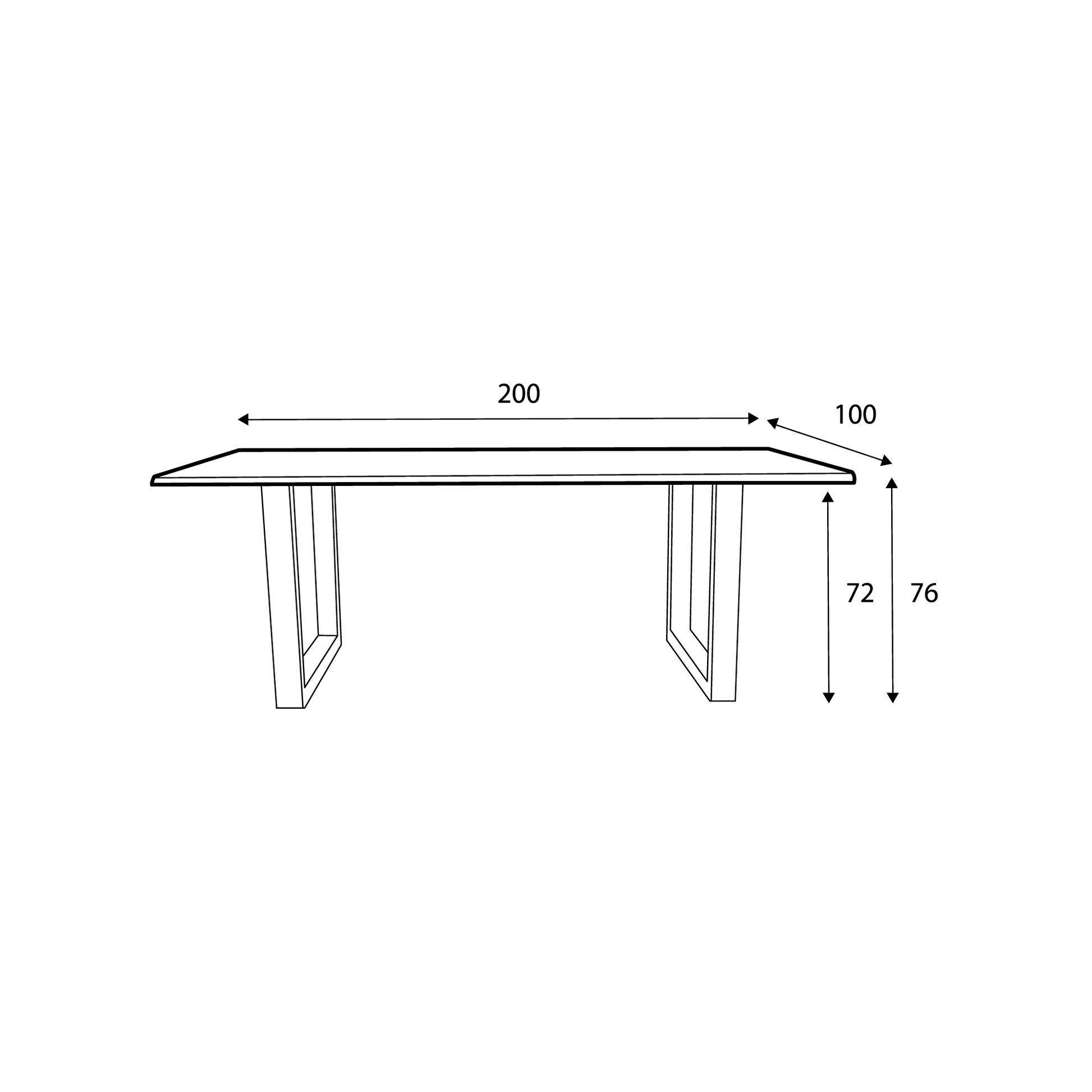 220 1347 Table De Repas En Chene Massif Dima Avec Pieds Metal Noir.Html – Black Oak – 76 x 200 x 100 cm