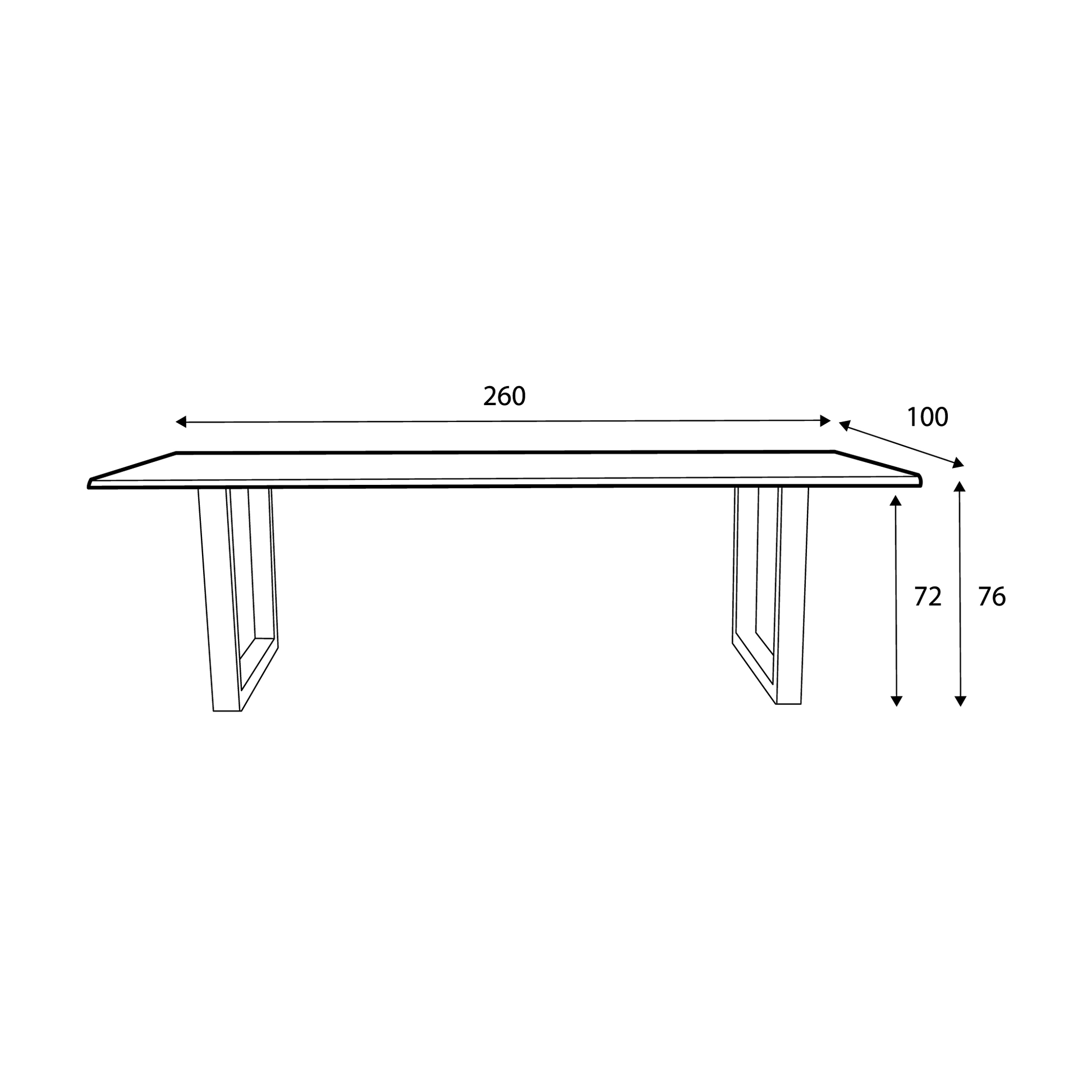 220 1347 Table De Repas En Chene Massif Dima Avec Pieds Metal Noir.Html – Black Oak – 76 x 260 x 100 cm