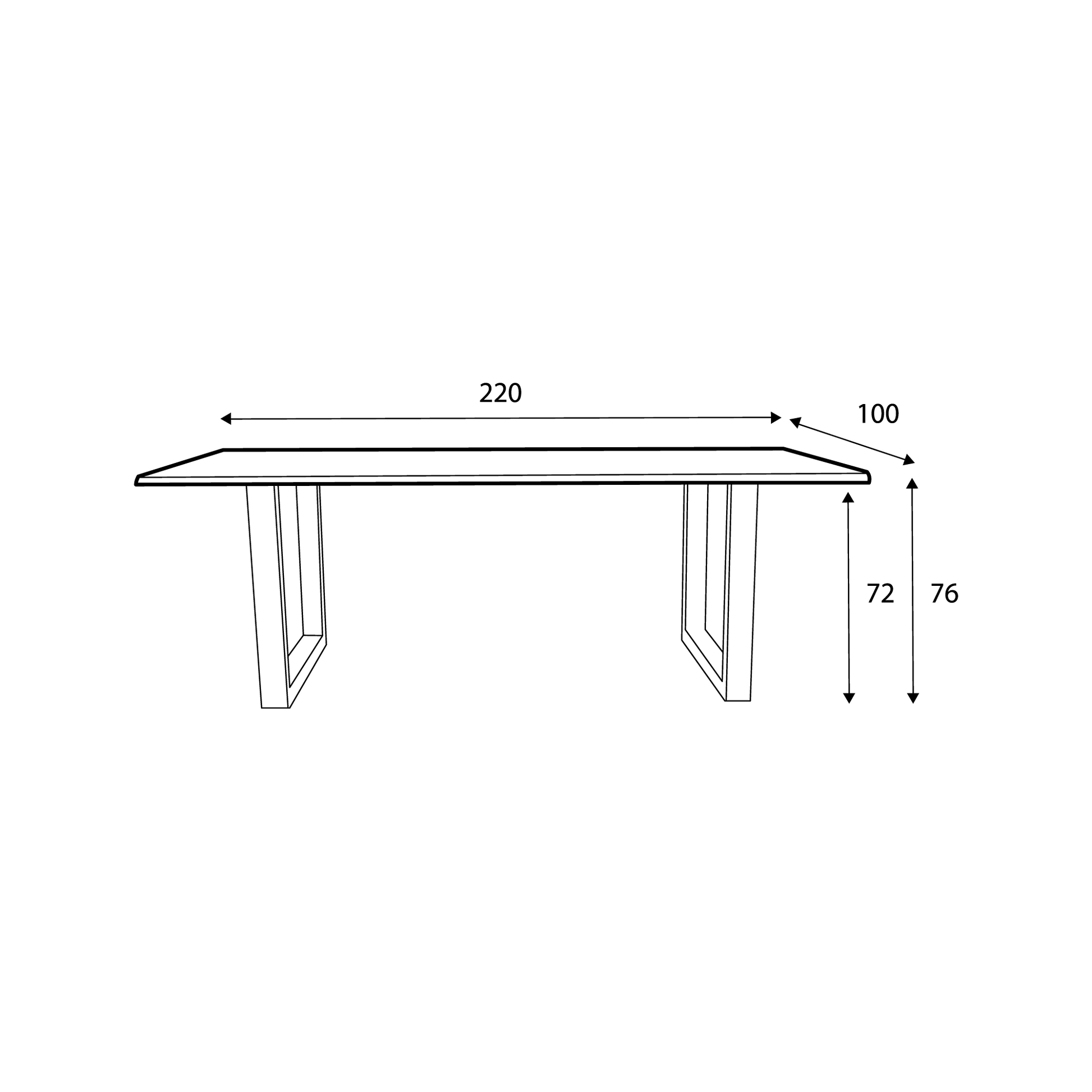 220 1347 Table De Repas En Chene Massif Dima Avec Pieds Metal Noir.Html – Black Oak – 76 x 220 x 100 cm