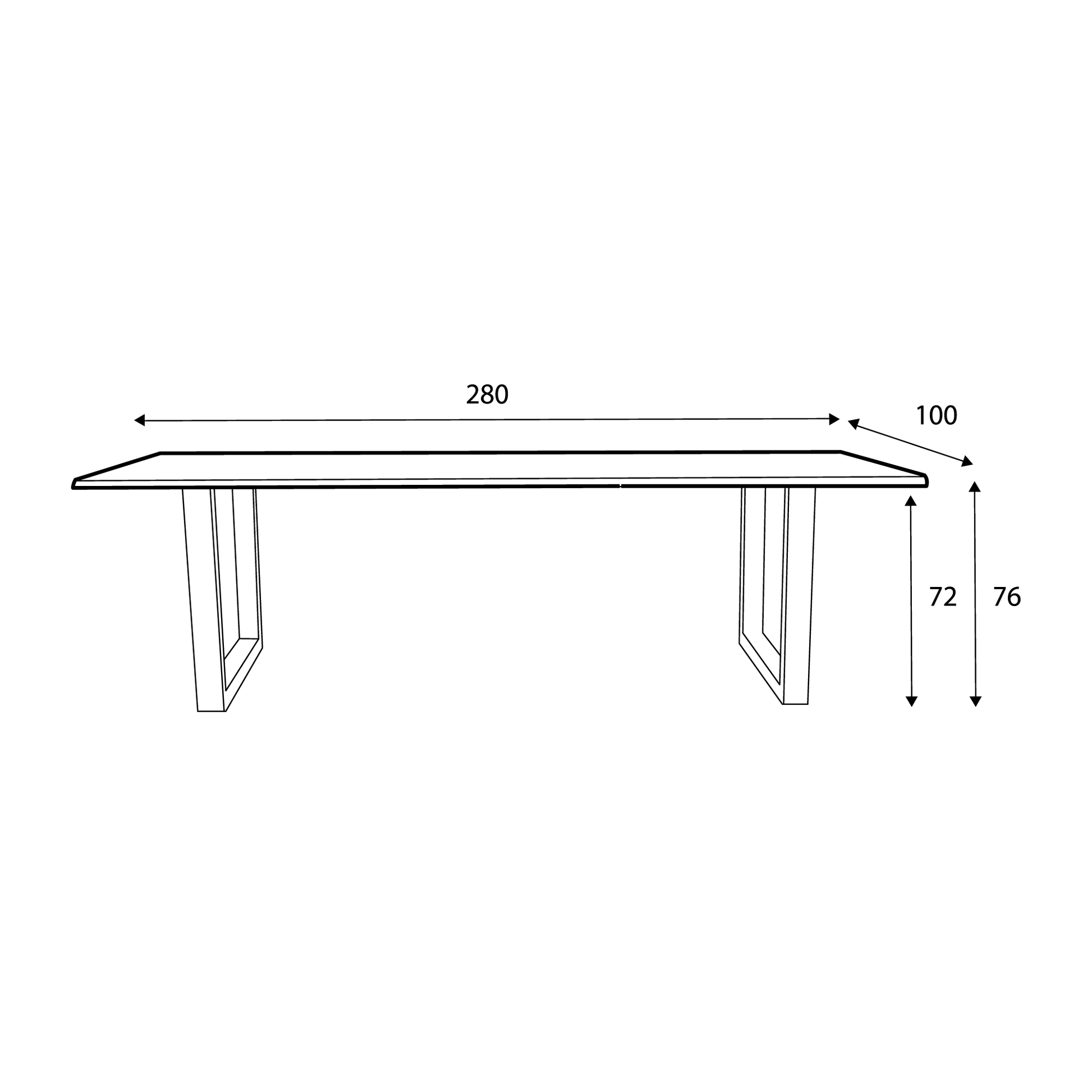 220 1347 Table De Repas En Chene Massif Dima Avec Pieds Metal Noir.Html – Black Oak – 76 x 280 x 100 cm