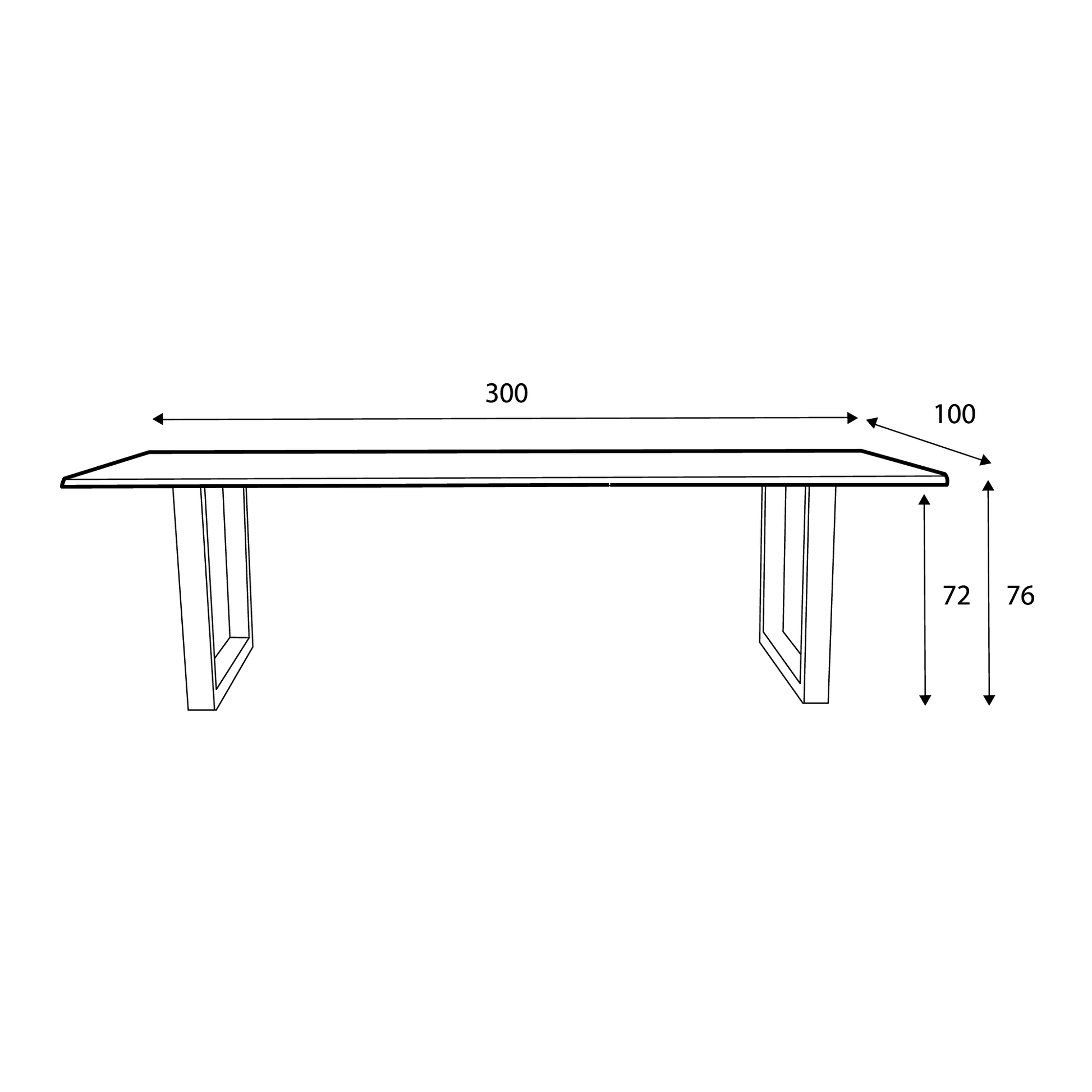 220 1347 Table De Repas En Chene Massif Dima Avec Pieds Metal Noir.Html – Black Oak – 76 x 300 x 100 cm