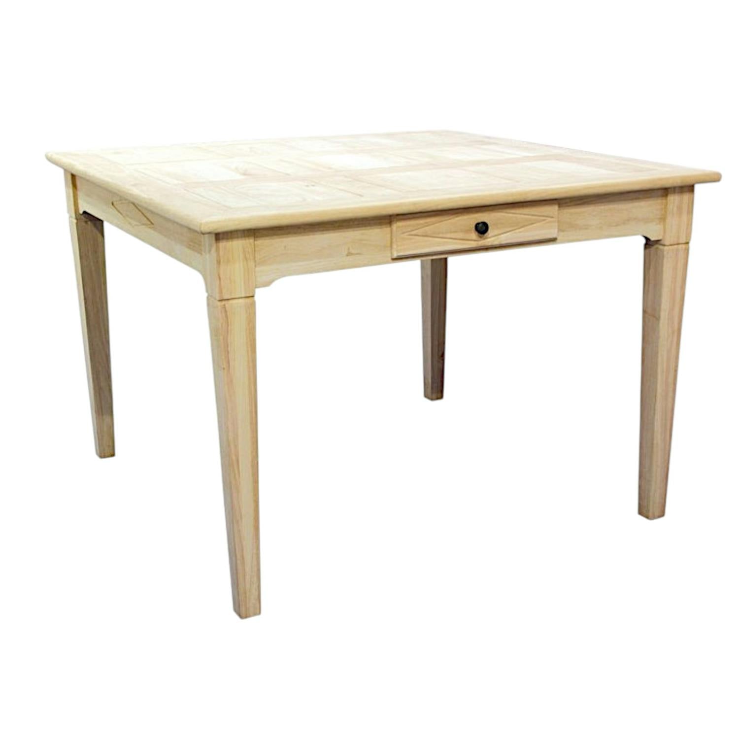 Table de repas Hévéa 1 tiroir 110x110x76cm TRADITION