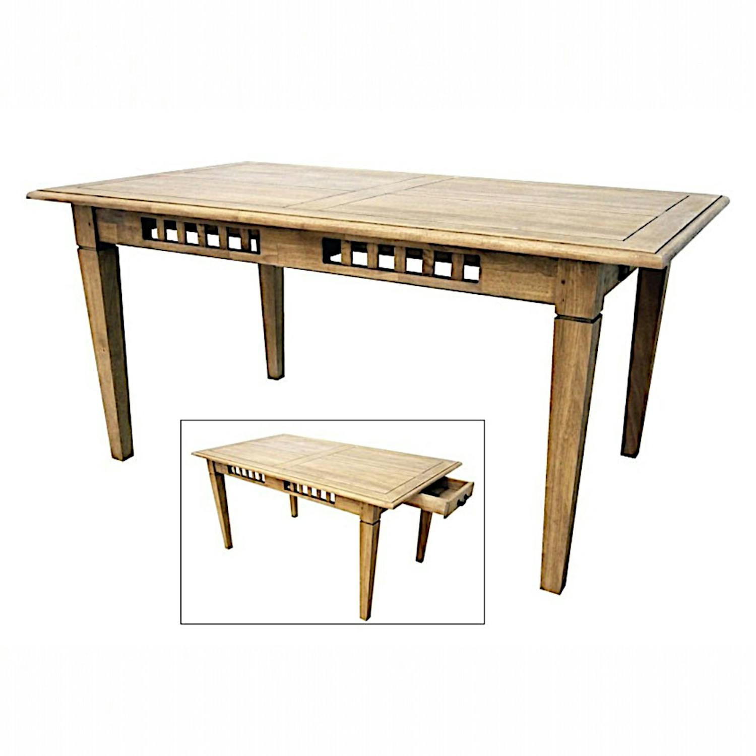 Table de repas Hévéa style Colonial, 1 tiroir, 160x90x76cm MAORI