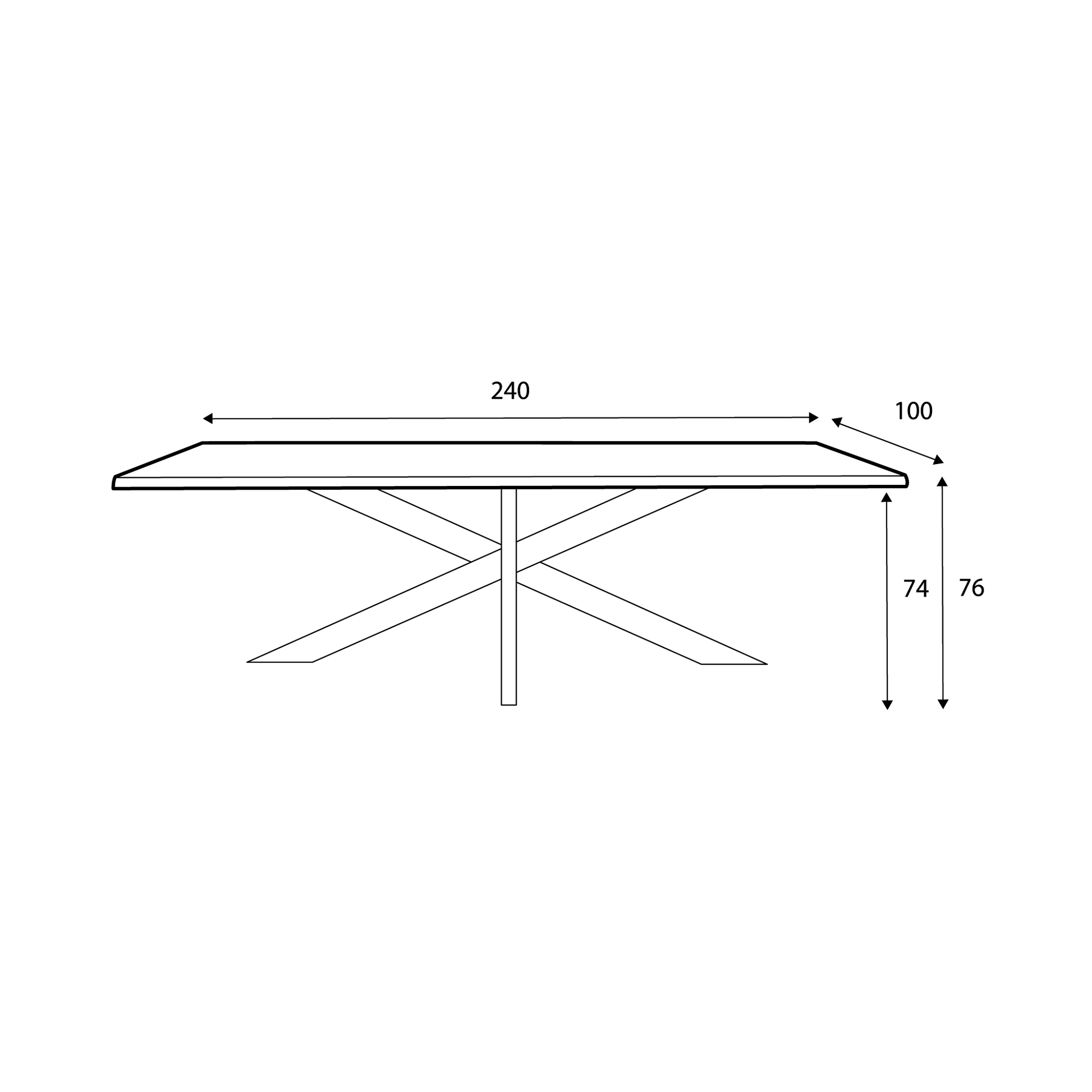 218 1501 Table De Salle A Manger En Chene Massif Et Pied Metal Jos.Html – Black Oak – 76 x 240 x 100 cm