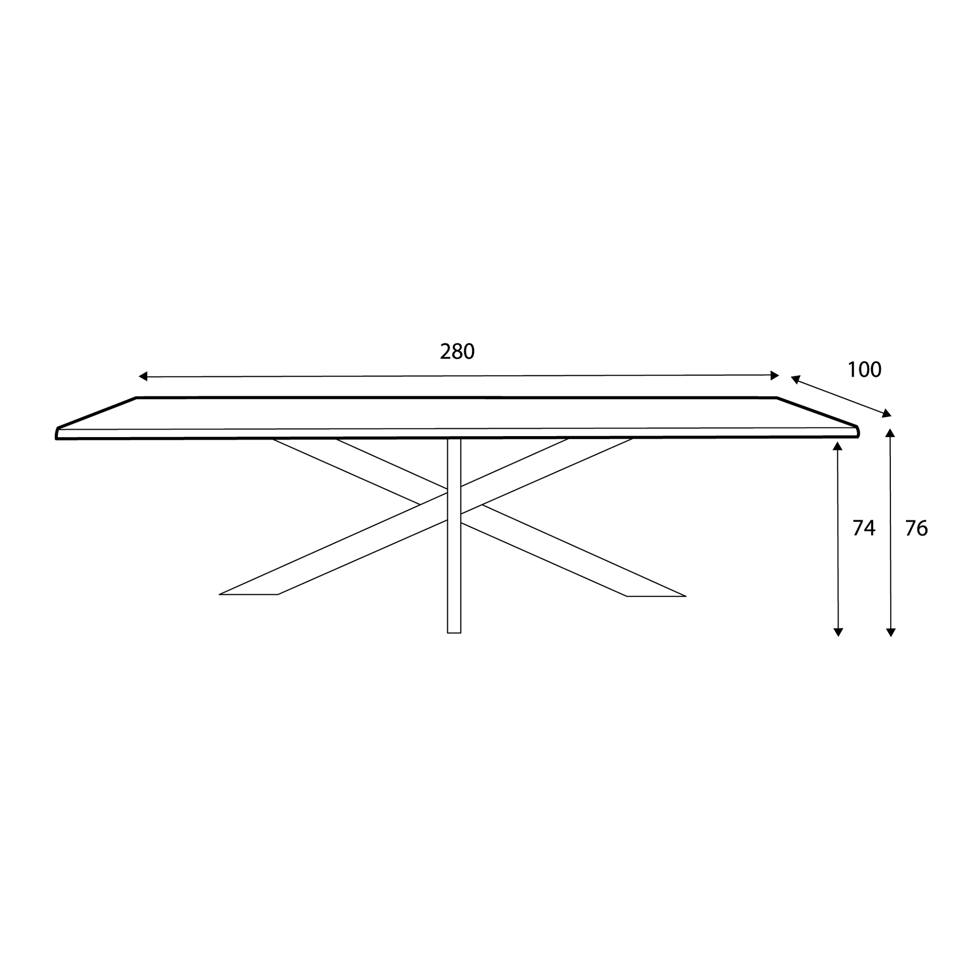 218 1501 Table De Salle A Manger En Chene Massif Et Pied Metal Jos.Html – Black Oak – 76 x 280 x 100 cm