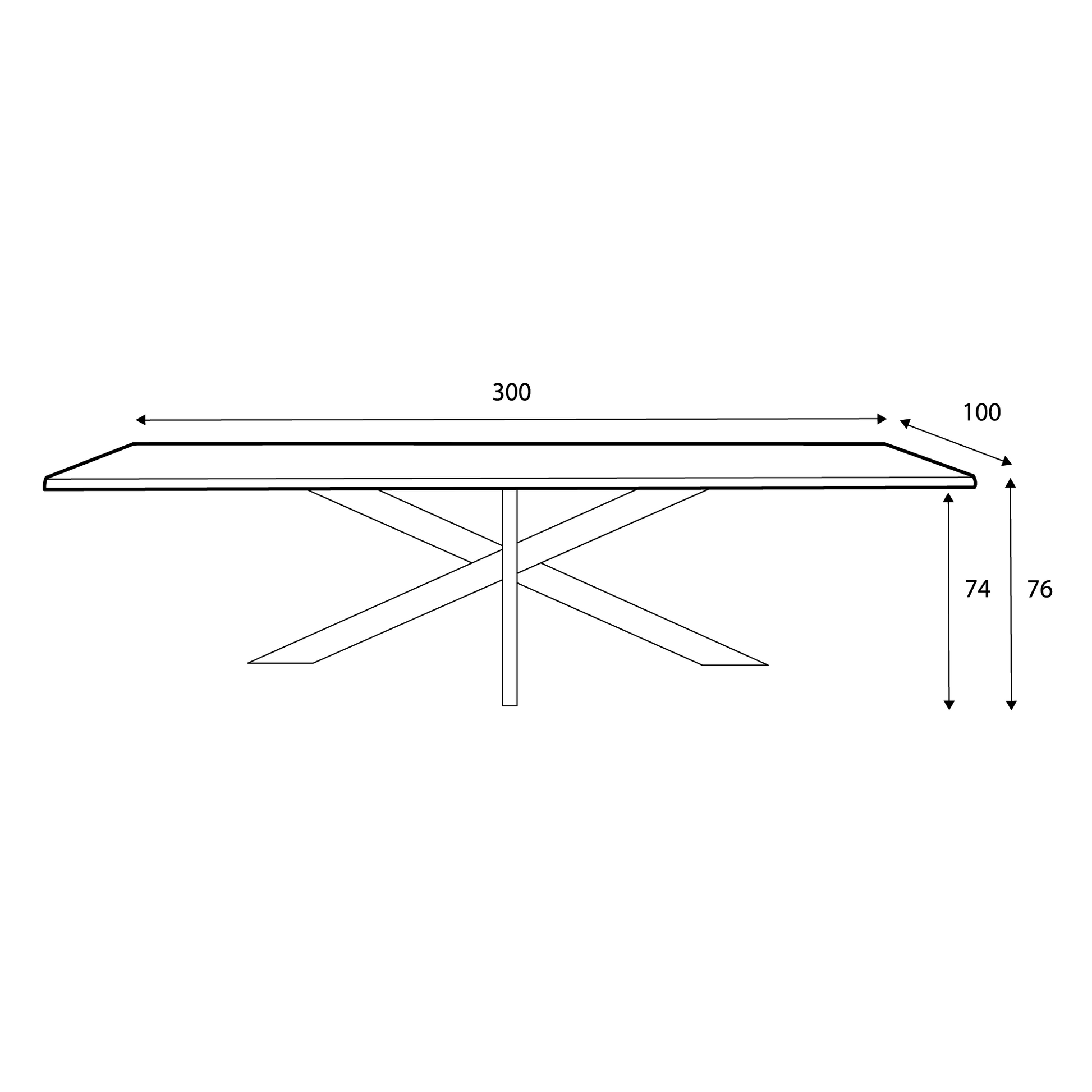 218 1501 Table De Salle A Manger En Chene Massif Et Pied Metal Jos.Html – Black Oak – 76 x 300 x 100 cm