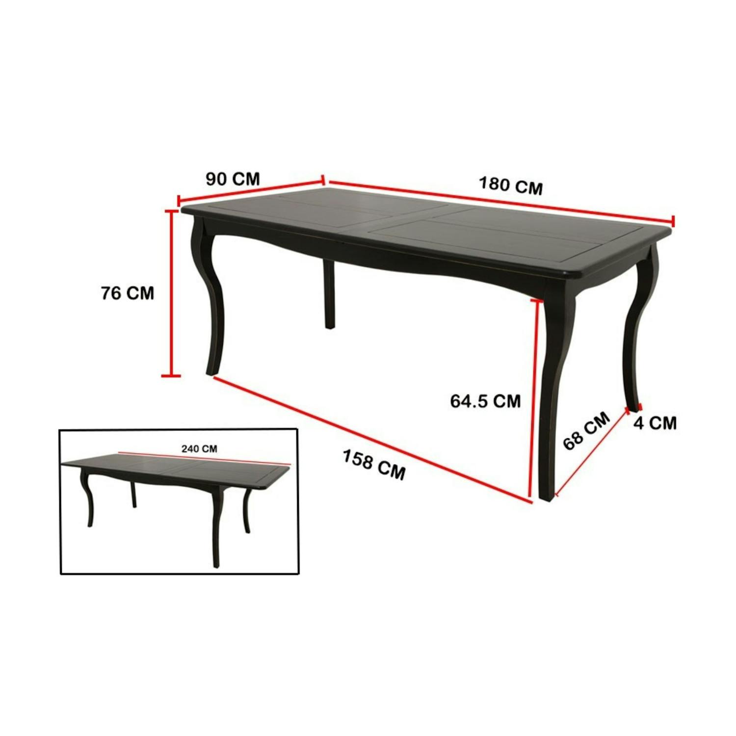 Table repas extensible galbée hévéa 180/240cm TRADITION